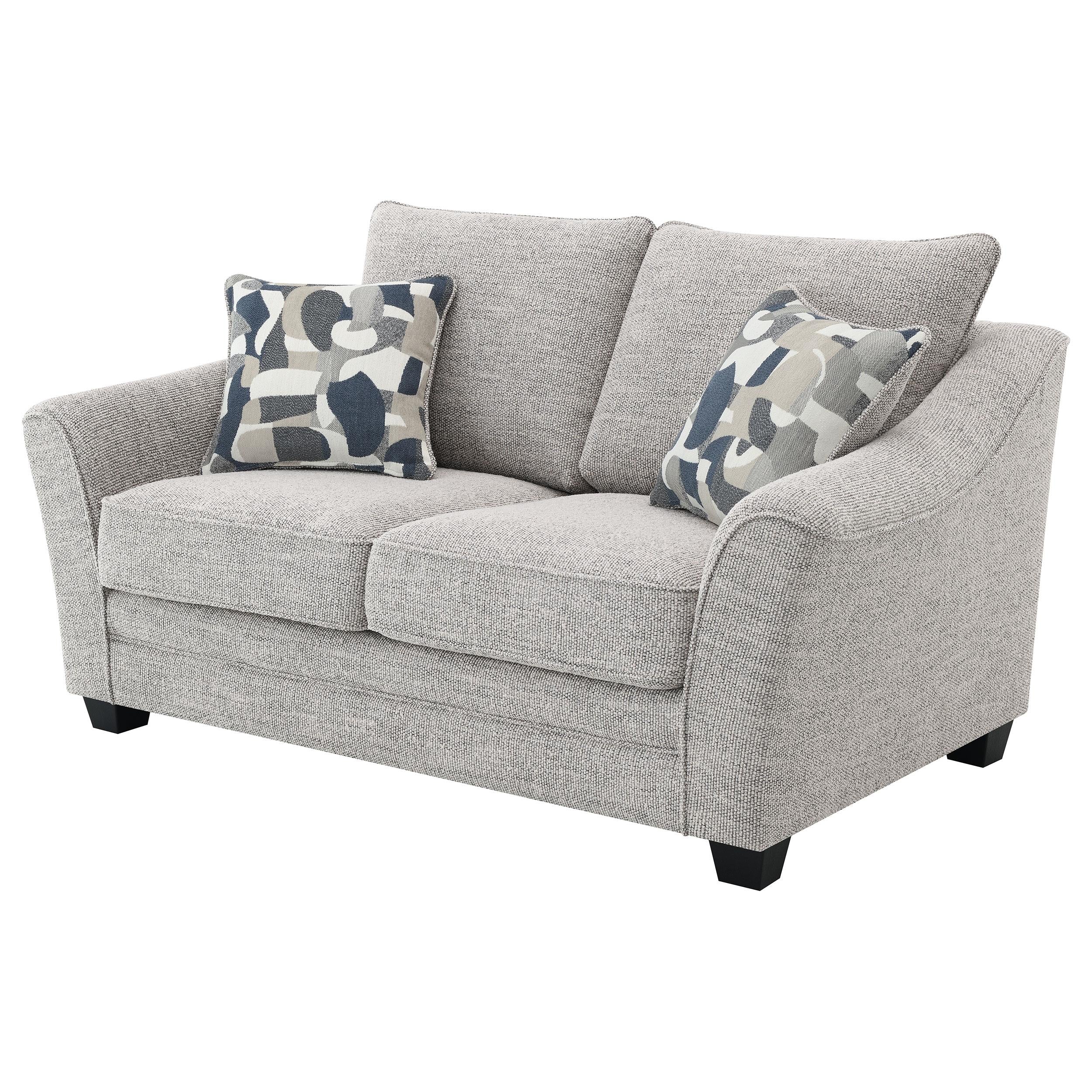  Coaster Furniture Tomkins 509672 Boucle Upholstered Loveseat - Light Grey IMAGE 3