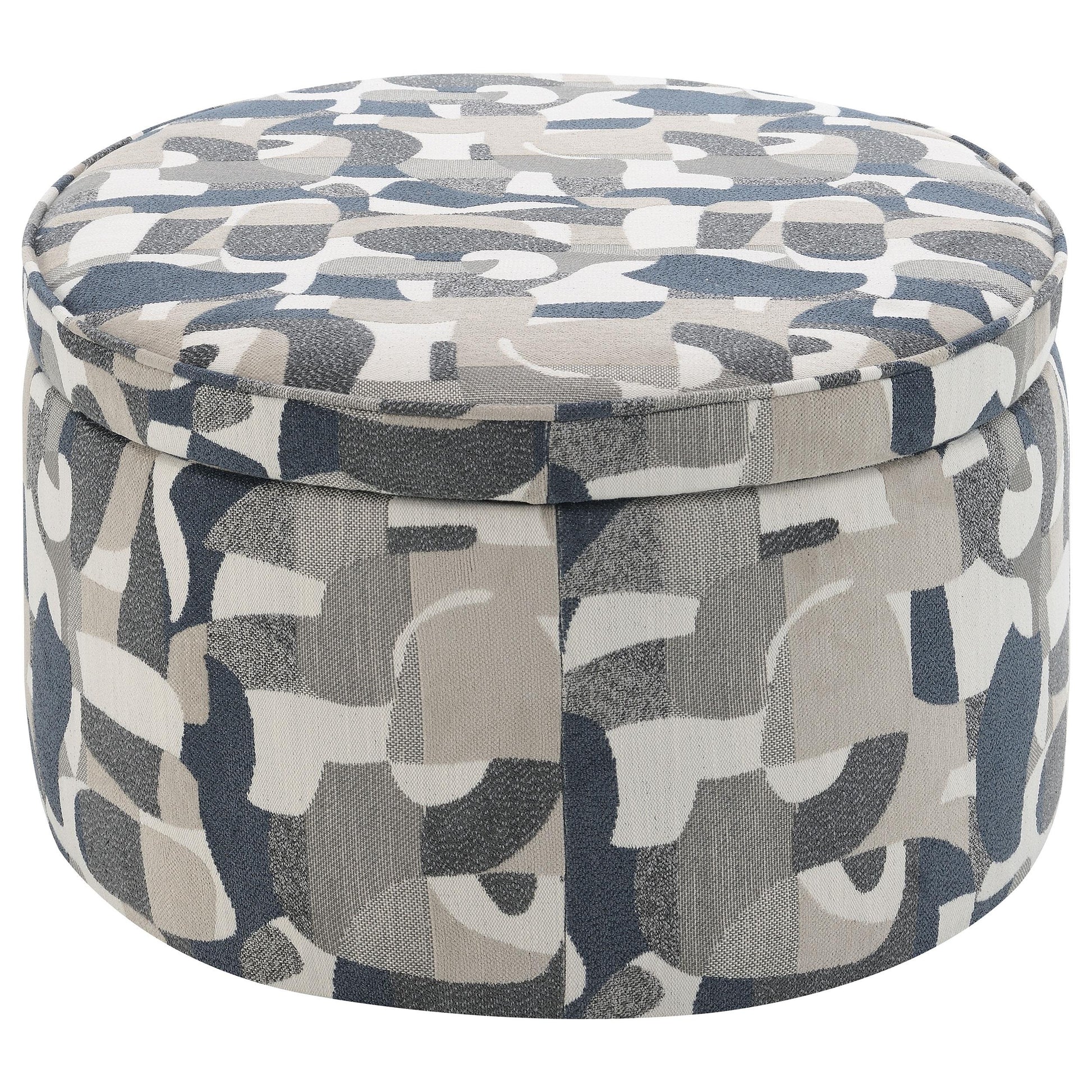  Coaster Furniture Tomkins 509674 Oval Upholstered Storage Ottoman - Indigo Blue IMAGE 5