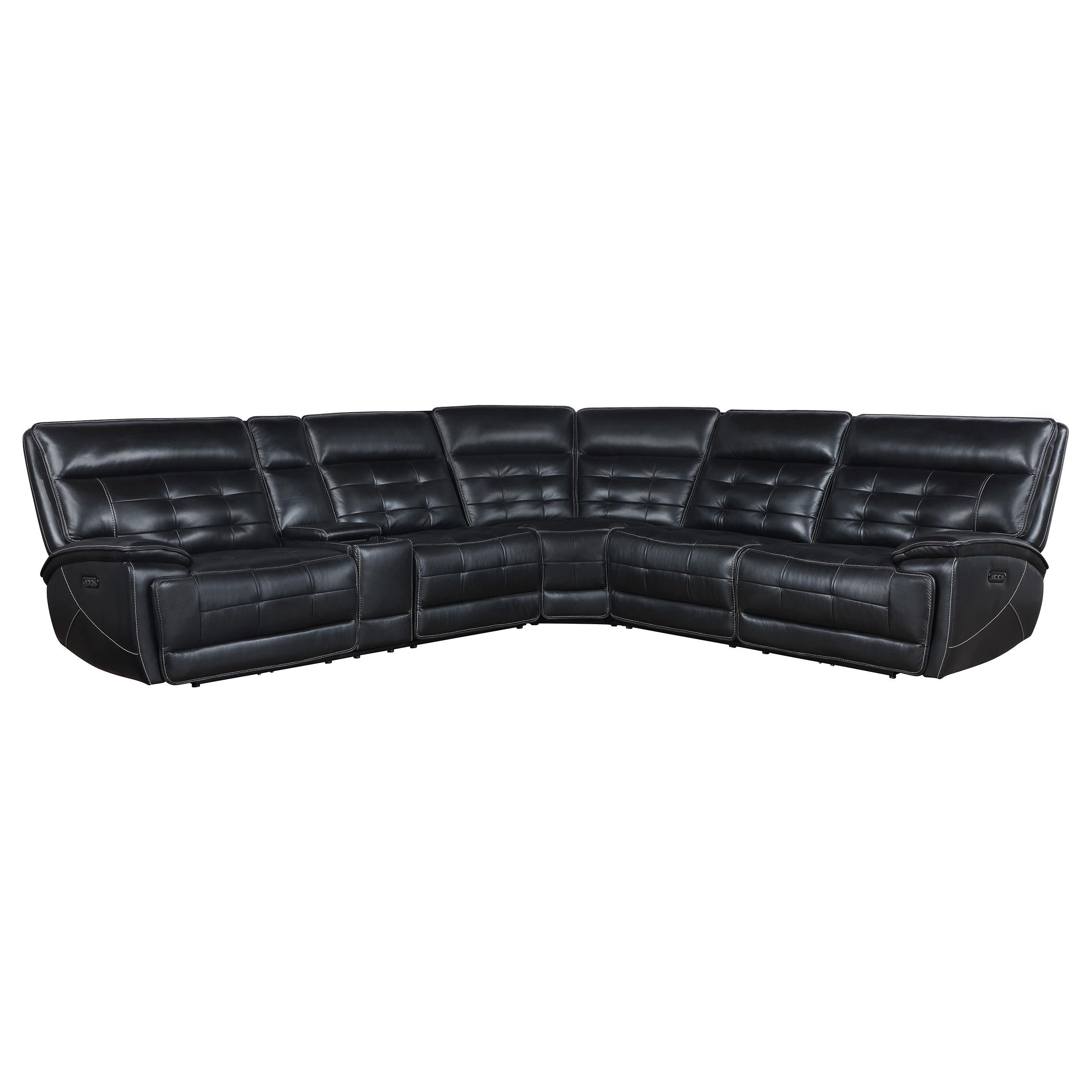  Coaster Furniture Hewitt 609610PP Leather Upholstered Power Reclining Sectional - Black IMAGE 1