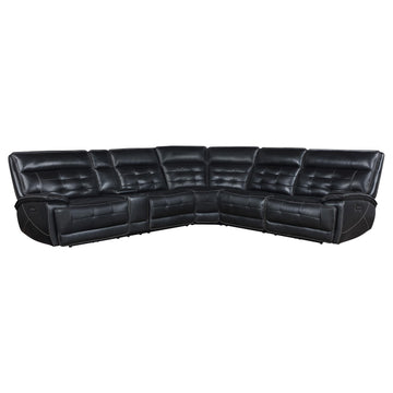  Coaster Furniture Hewitt 609610PP Leather Upholstered Power Reclining Sectional - Black IMAGE 1