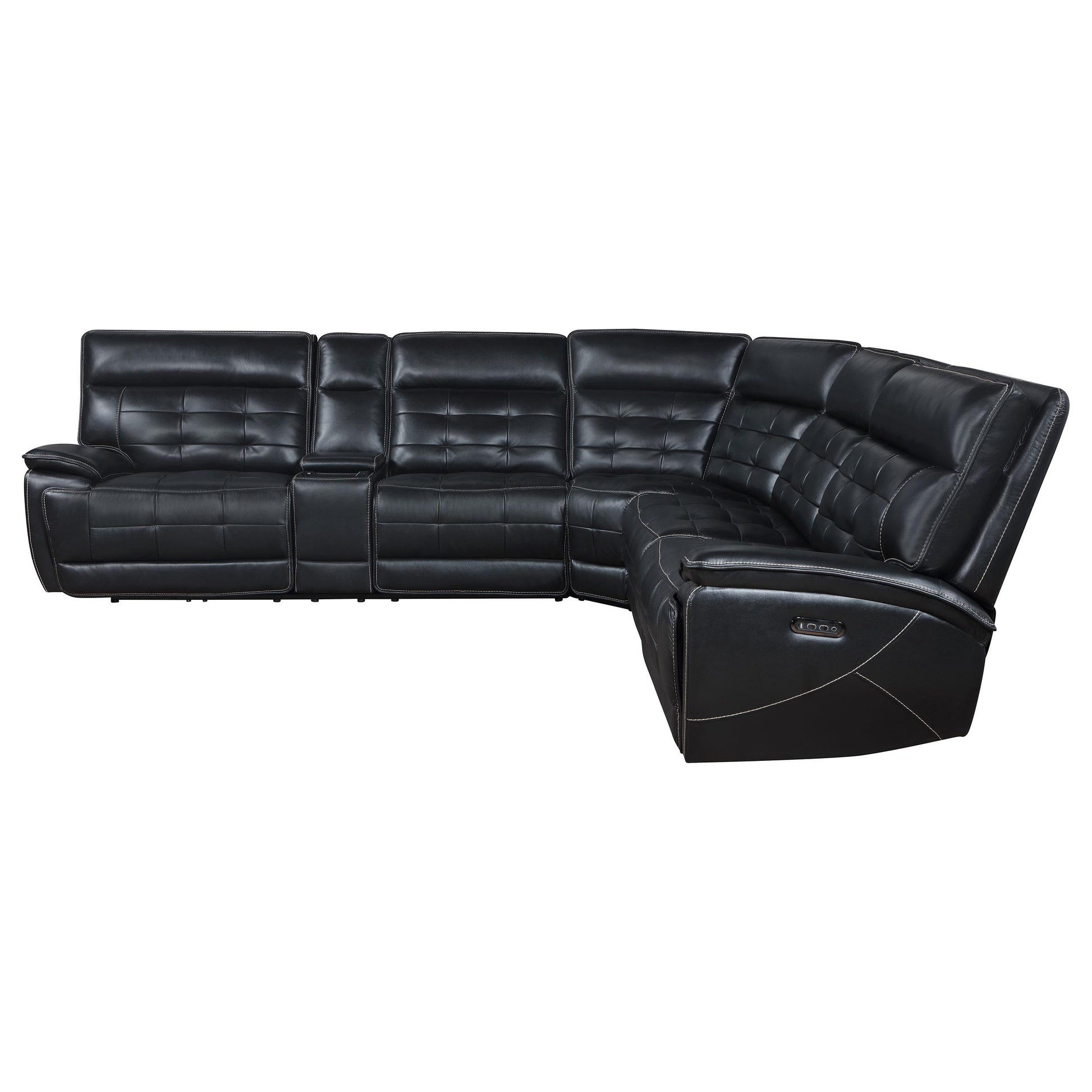  Coaster Furniture Hewitt 609610PP Leather Upholstered Power Reclining Sectional - Black IMAGE 3