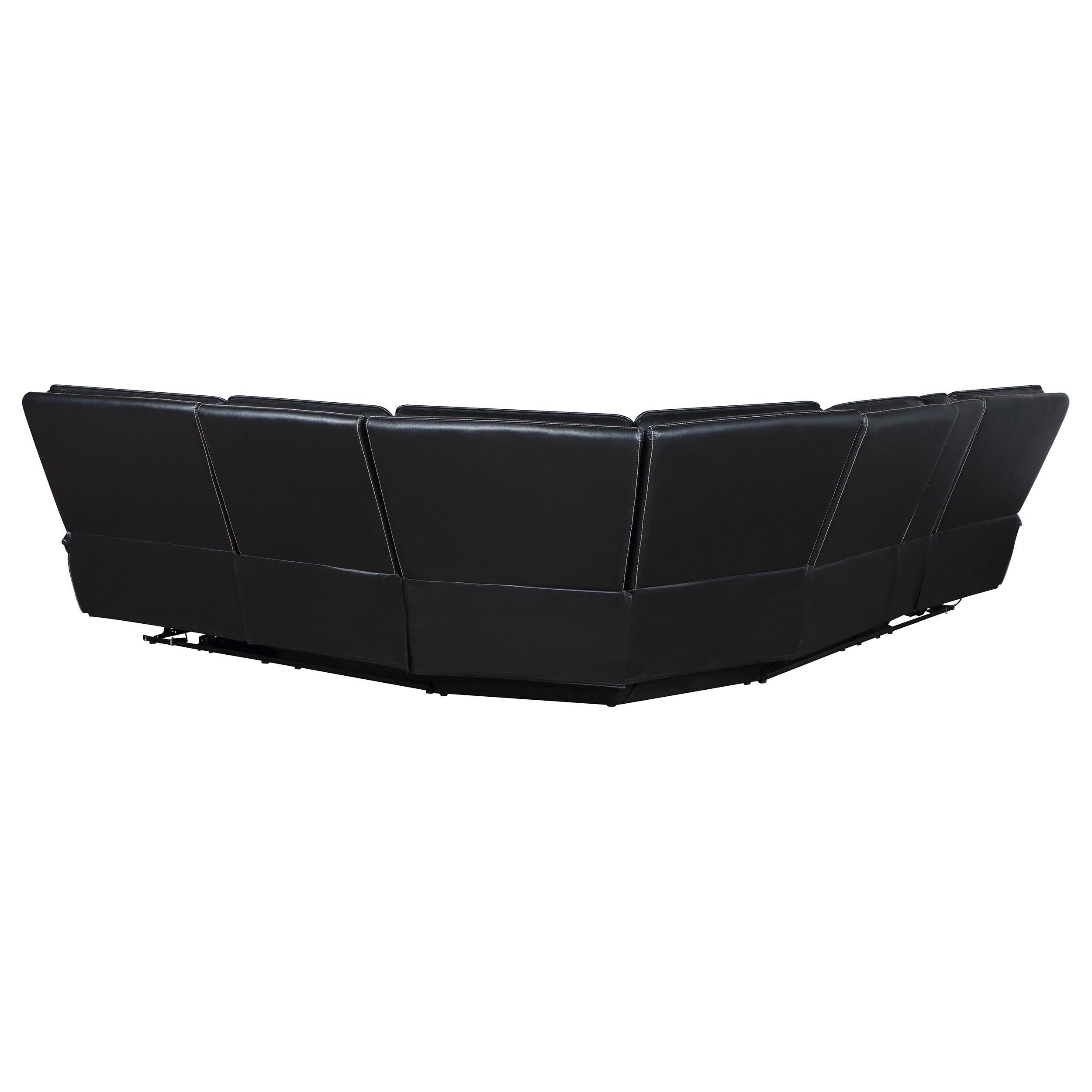  Coaster Furniture Hewitt 609610PP Leather Upholstered Power Reclining Sectional - Black IMAGE 4