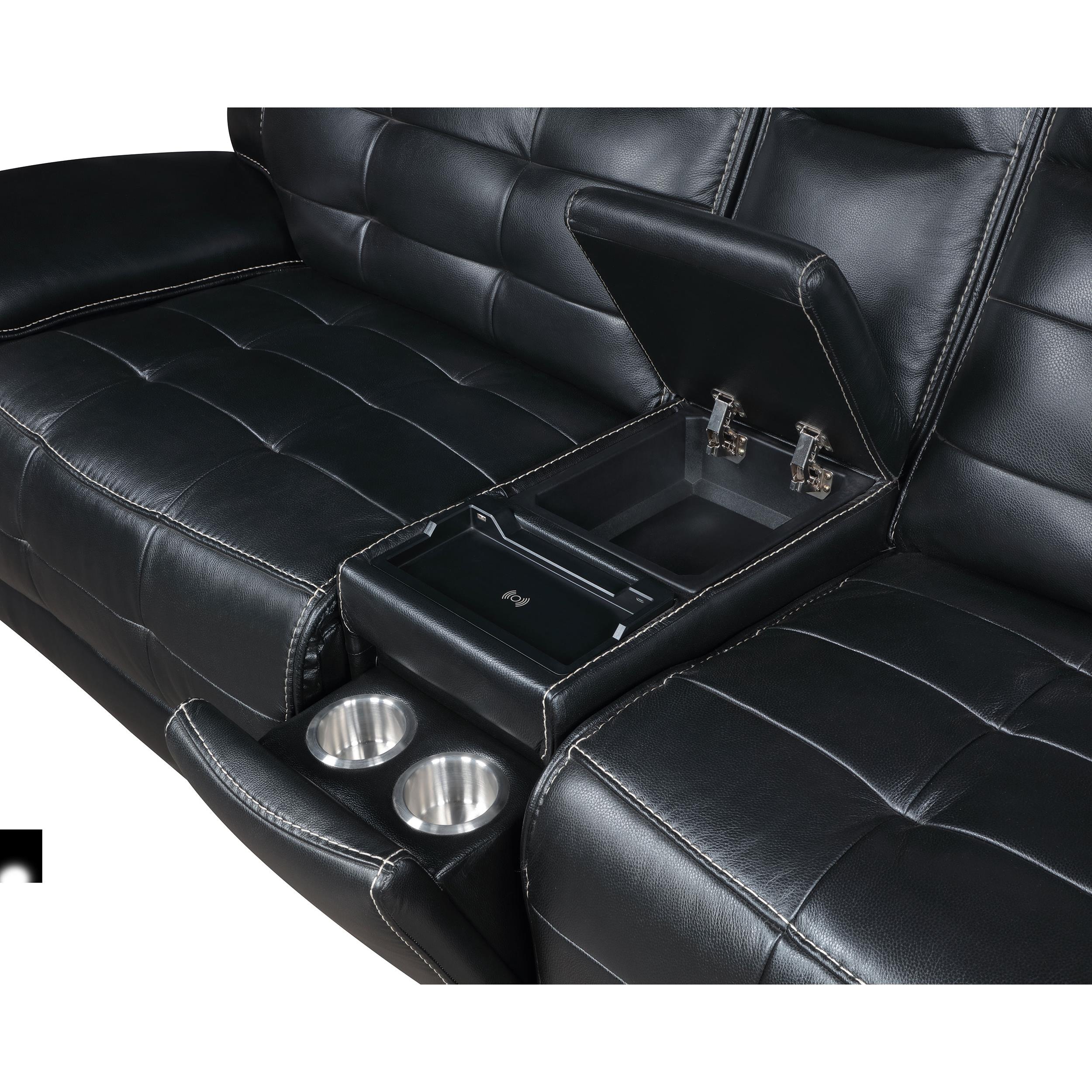  Coaster Furniture Hewitt 609610PP Leather Upholstered Power Reclining Sectional - Black IMAGE 8