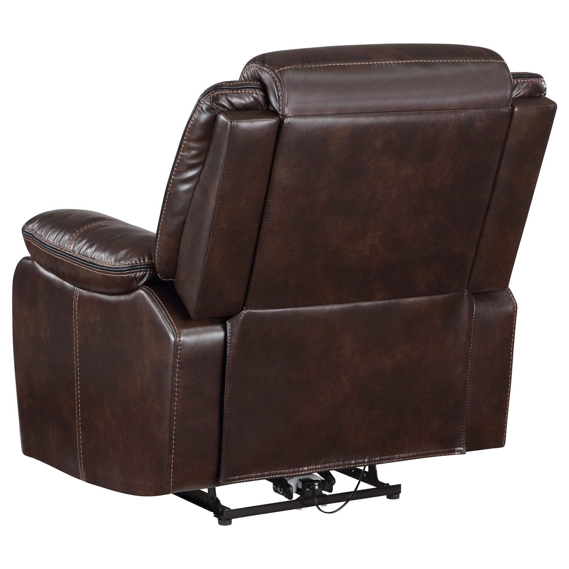  Coaster Furniture Sycamore 610193P Upholstered Power Recliner Chair - Dark Brown IMAGE 4