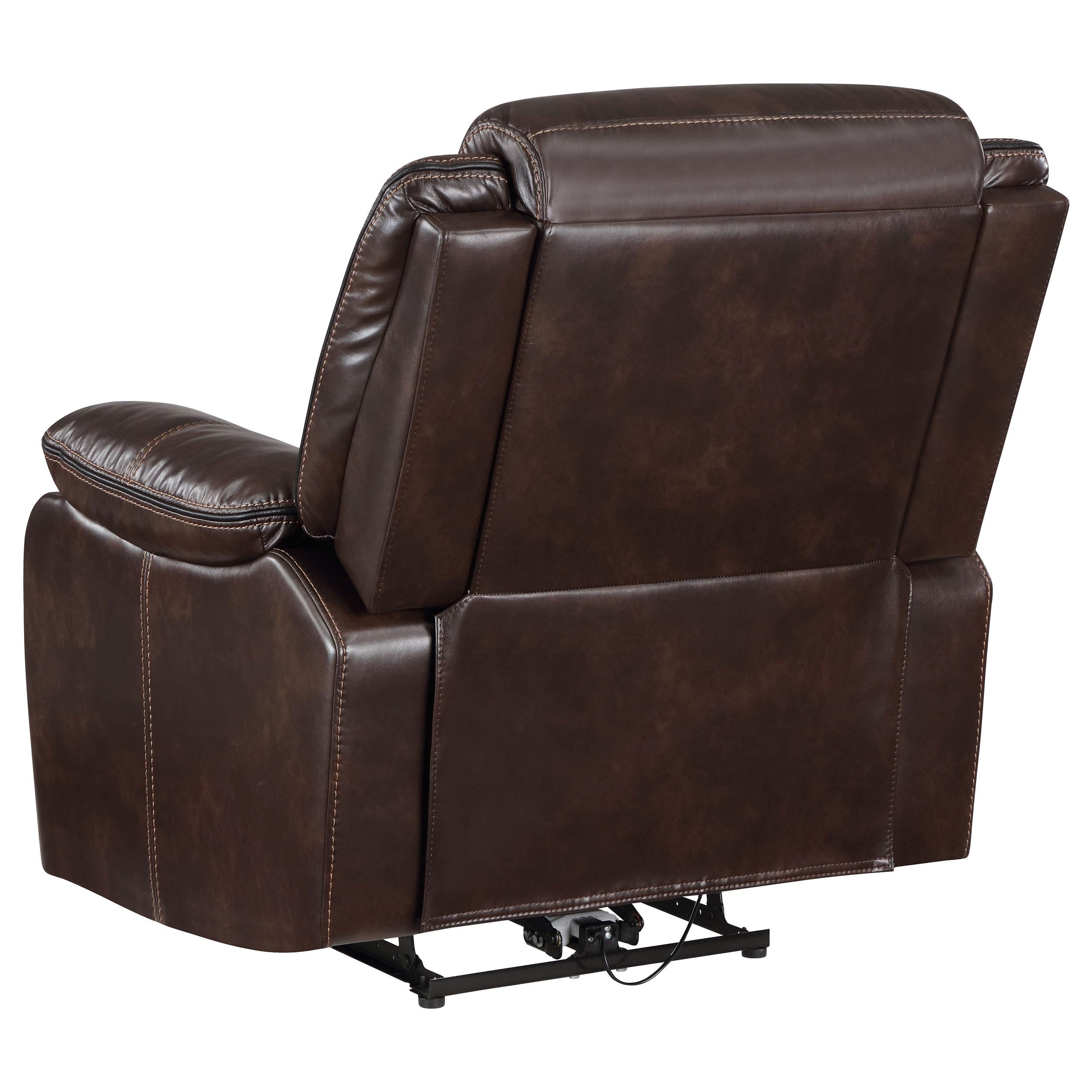  Coaster Furniture Sycamore 610193P Upholstered Power Recliner Chair - Dark Brown IMAGE 4