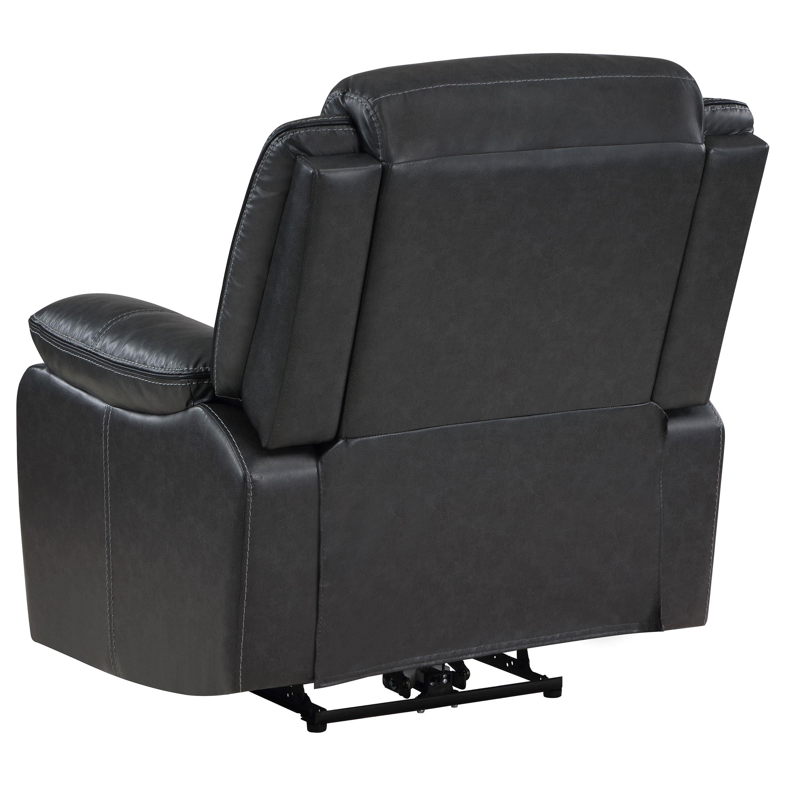  Coaster Furniture Sycamore 610233P Upholstered Power Recliner Chair - Dark Grey IMAGE 4