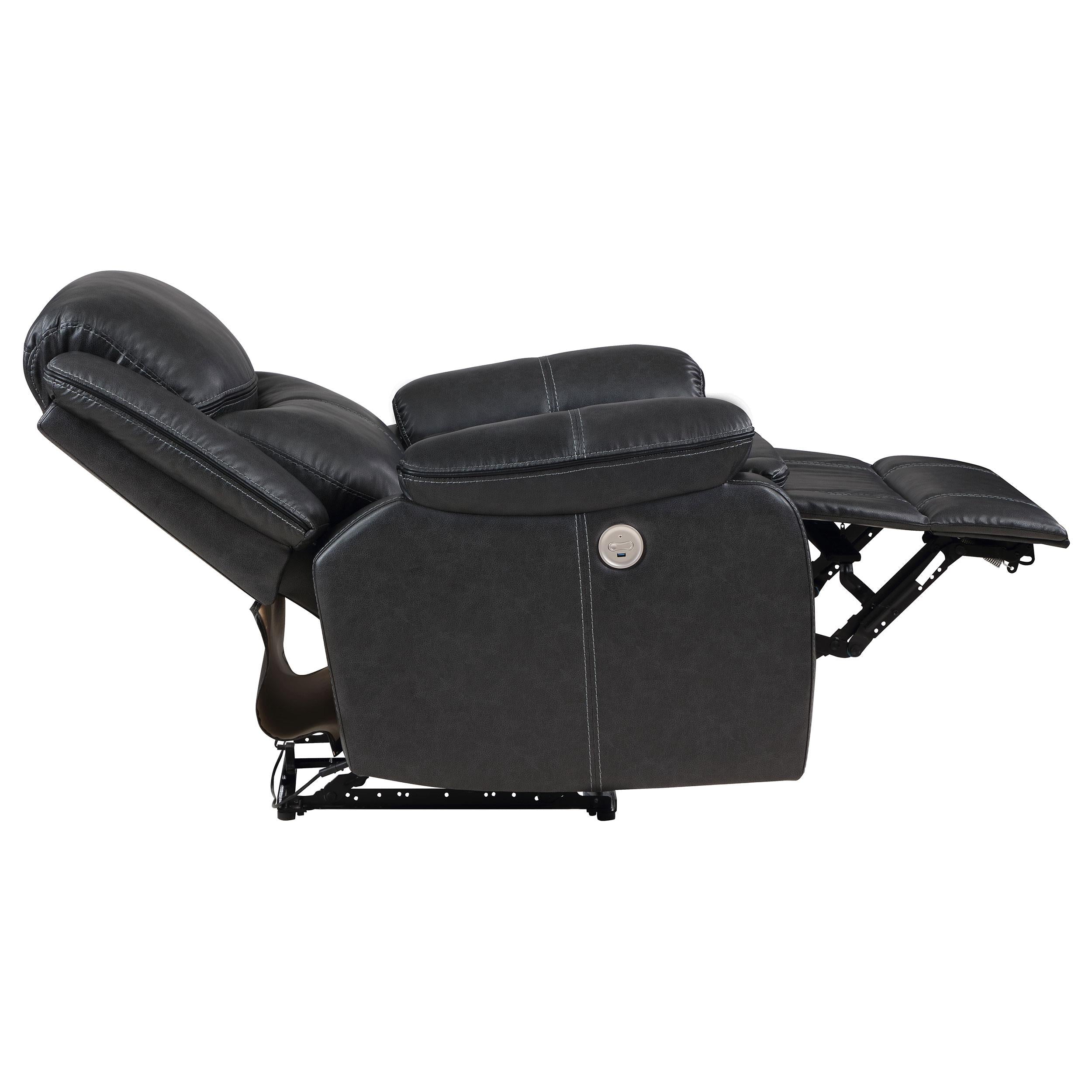  Coaster Furniture Sycamore 610233P Upholstered Power Recliner Chair - Dark Grey IMAGE 5