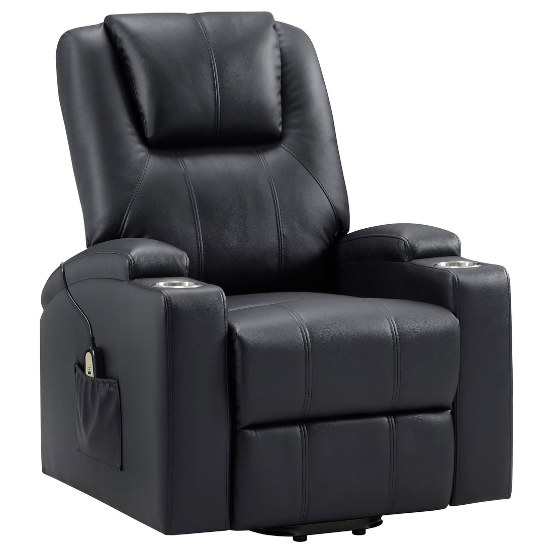  Coaster Furniture Armstrong 609475P Upholstered Power Lift Massage Recliner - Black IMAGE 1