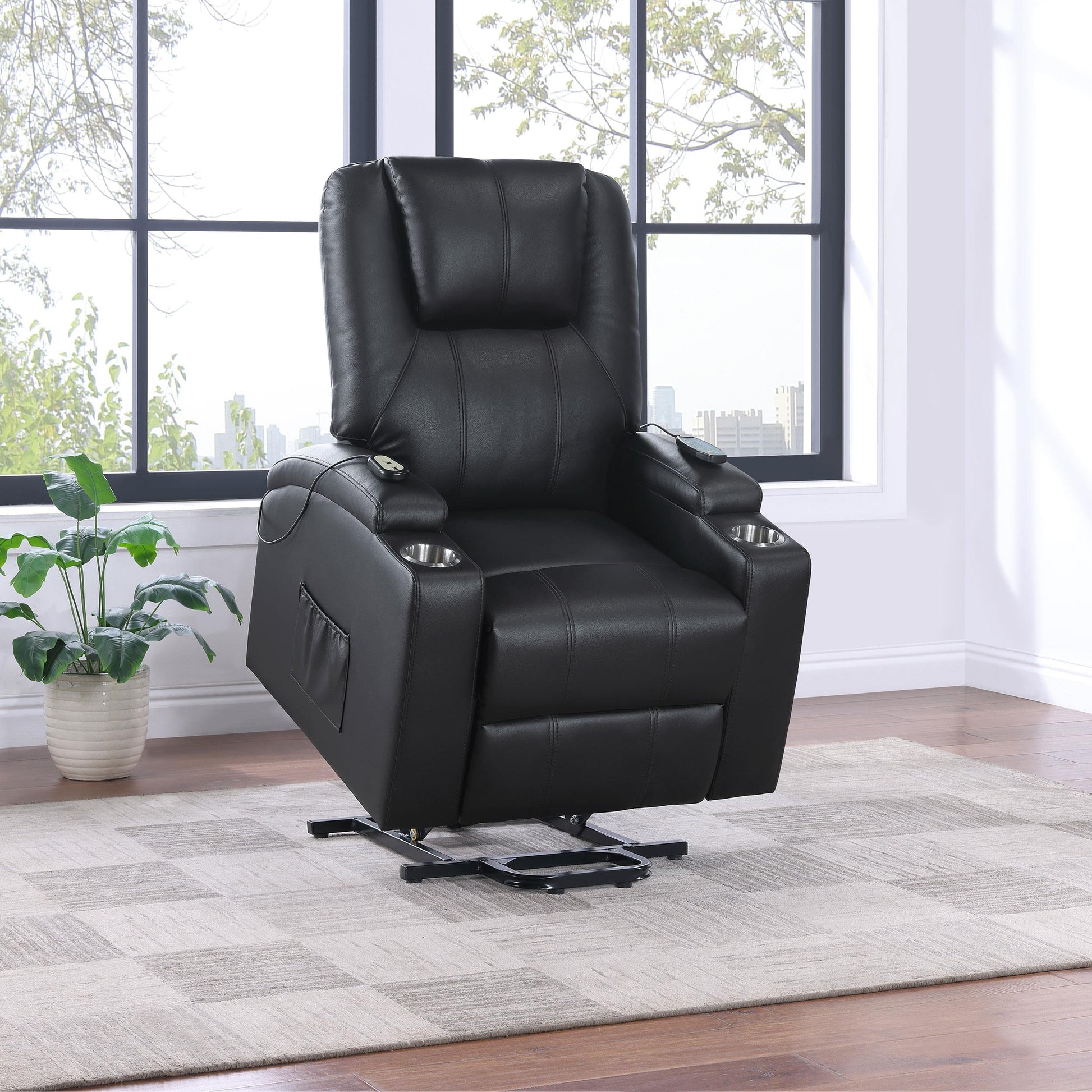  Coaster Furniture Armstrong 609475P Upholstered Power Lift Massage Recliner - Black IMAGE 10