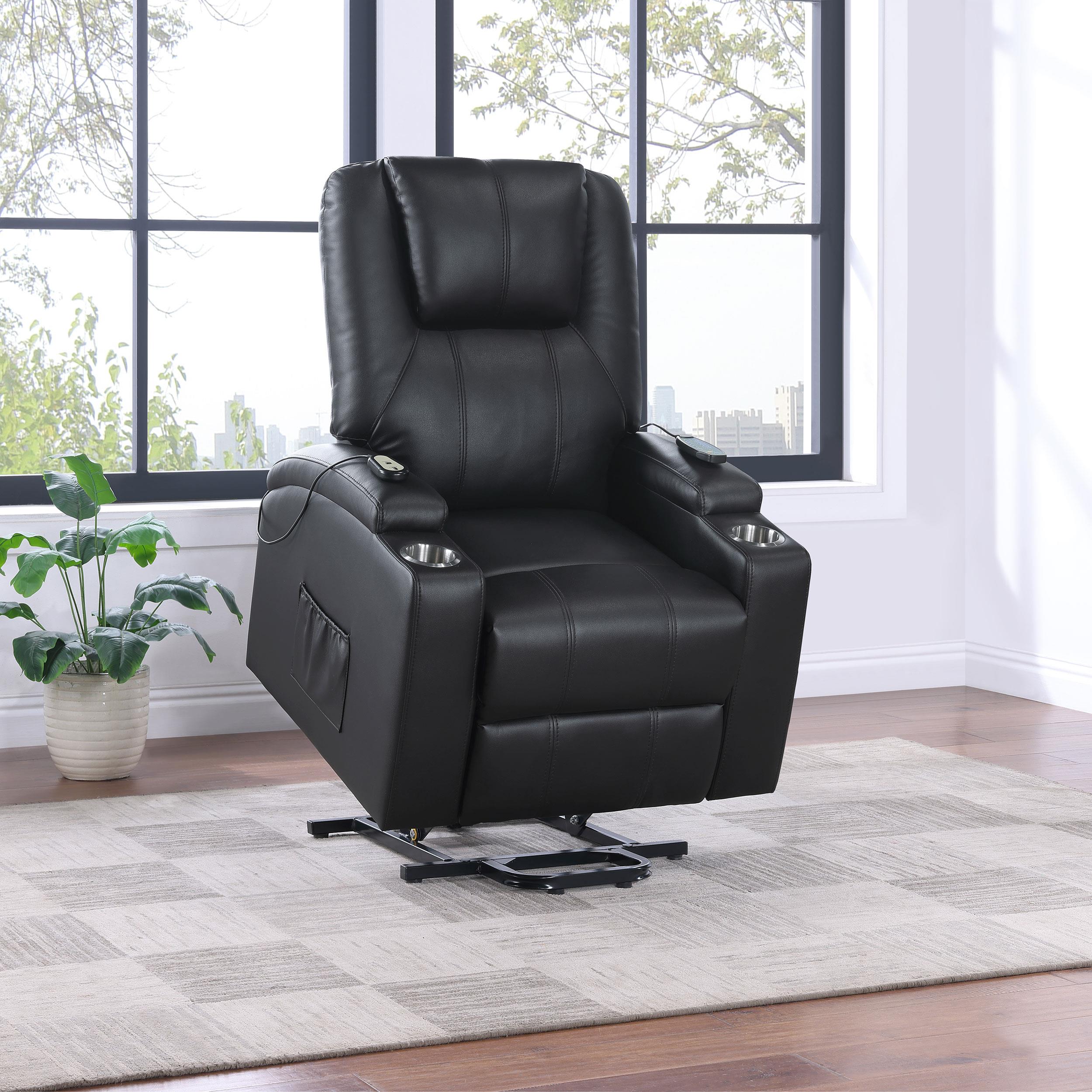  Coaster Furniture Armstrong 609475P Upholstered Power Lift Massage Recliner - Black IMAGE 10