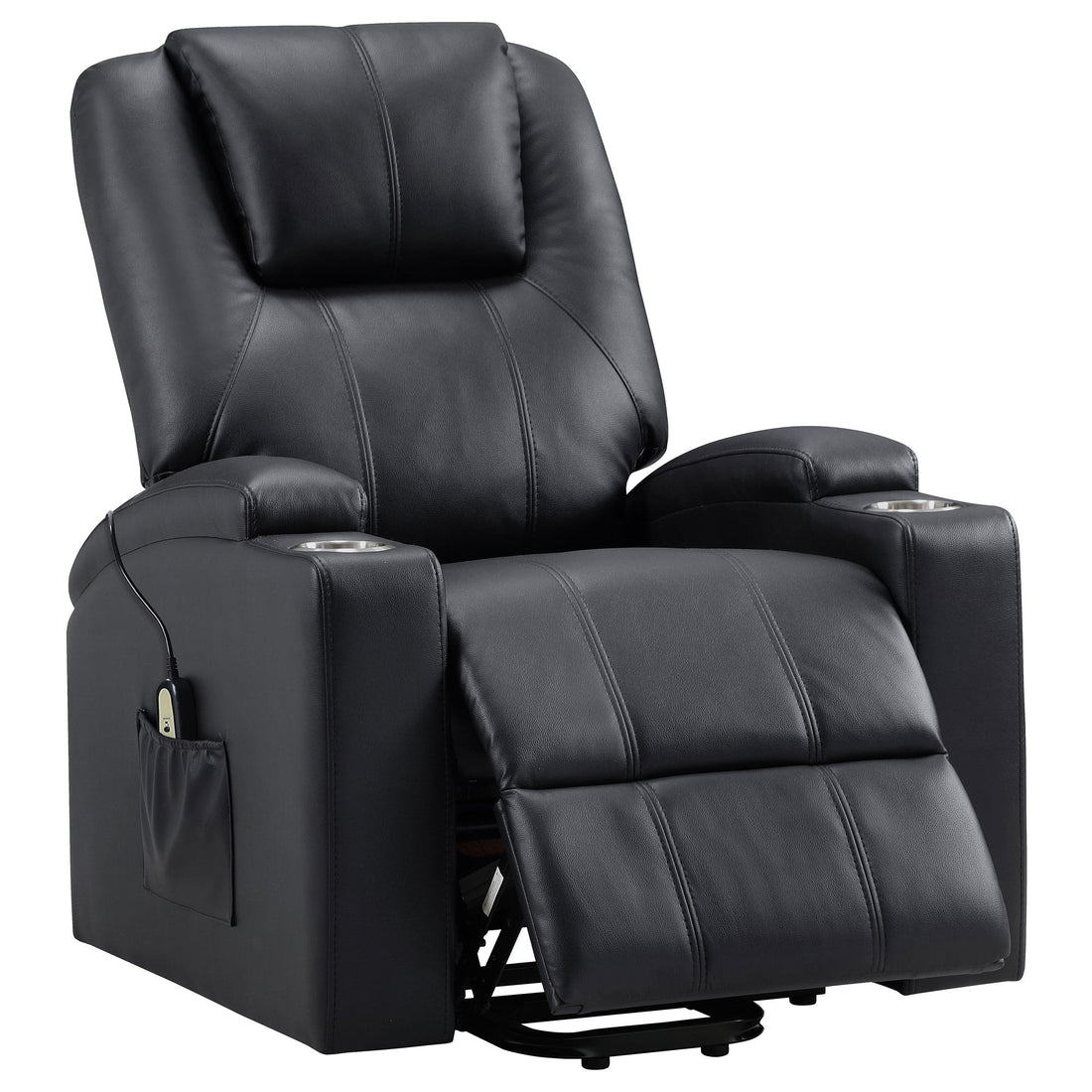  Coaster Furniture Armstrong 609475P Upholstered Power Lift Massage Recliner - Black IMAGE 1