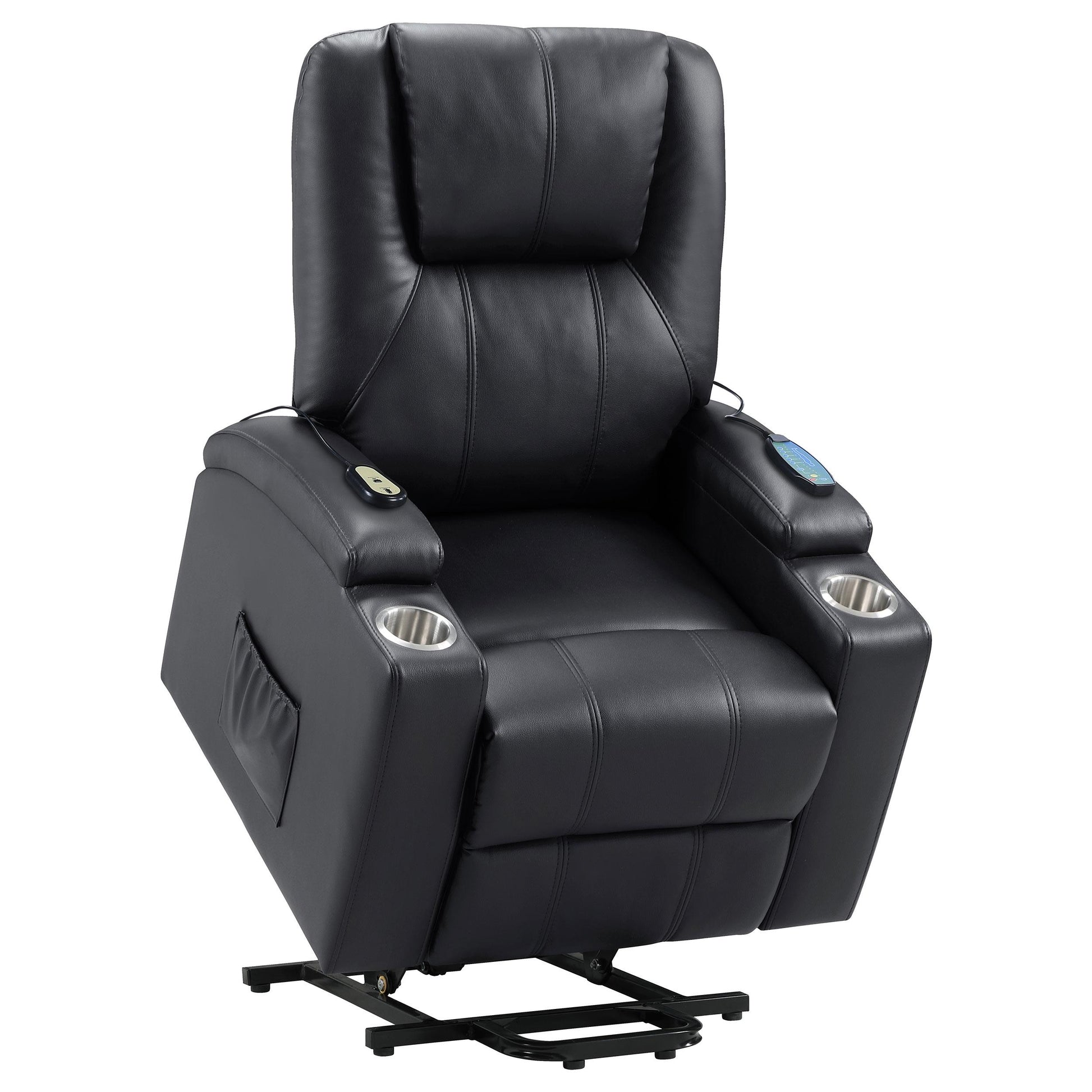  Coaster Furniture Armstrong 609475P Upholstered Power Lift Massage Recliner - Black IMAGE 5