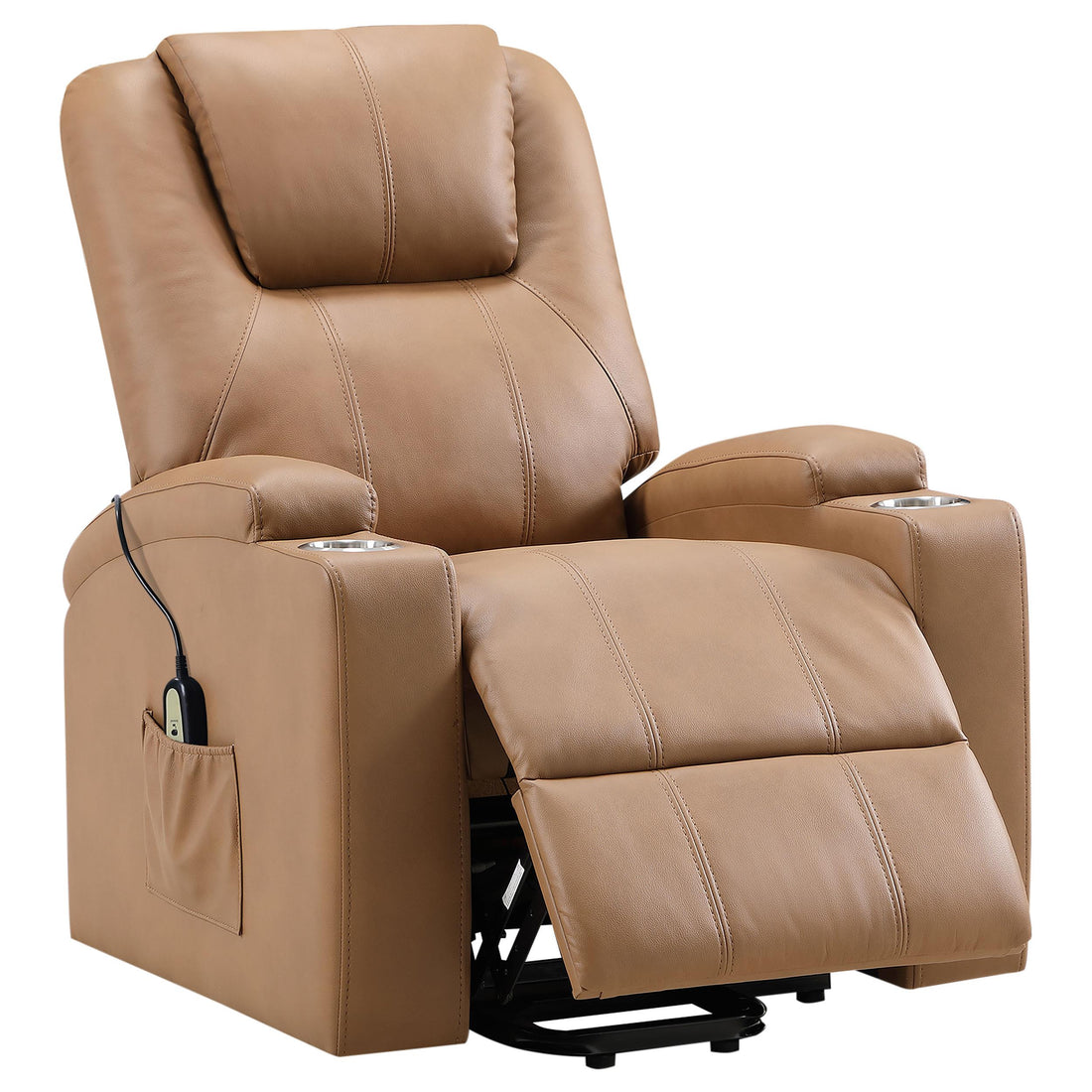  Coaster Furniture Armstrong 609476P Upholstered Power Lift Massage Recliner - Camel IMAGE 1