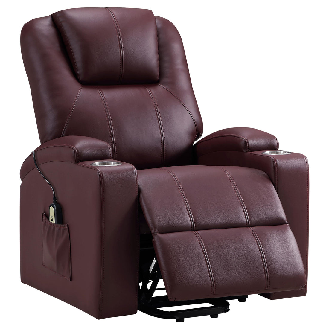  Coaster Furniture Armstrong 609479P Upholstered Power Lift Massage Recliner - Wine IMAGE 1