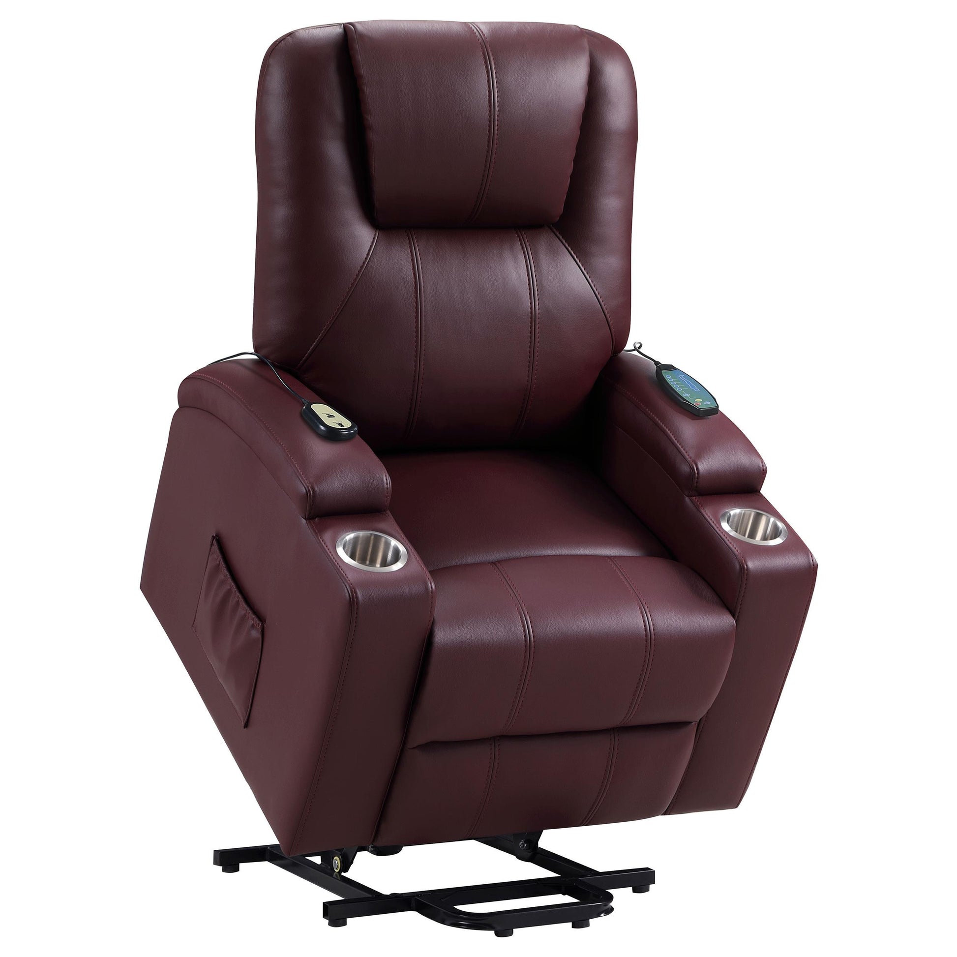 Coaster Furniture Armstrong 609479P Upholstered Power Lift Massage Recliner - Wine IMAGE 5