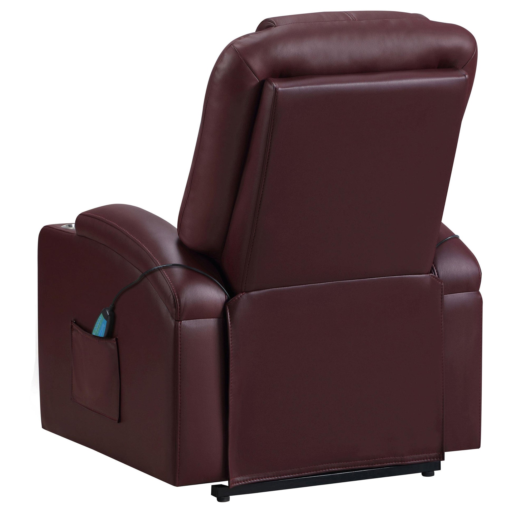  Coaster Furniture Armstrong 609479P Upholstered Power Lift Massage Recliner - Wine IMAGE 6