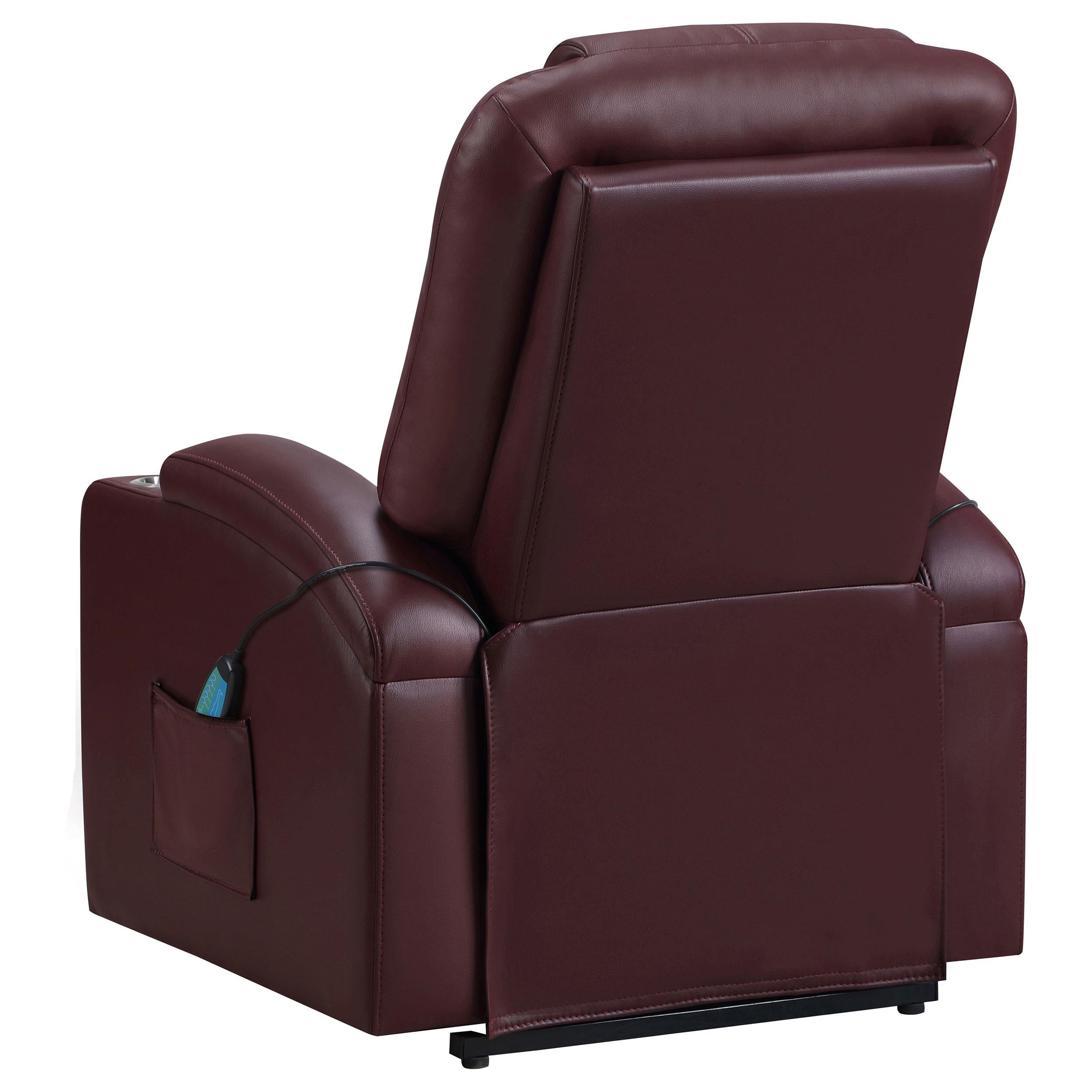  Coaster Furniture Armstrong 609479P Upholstered Power Lift Massage Recliner - Wine IMAGE 6