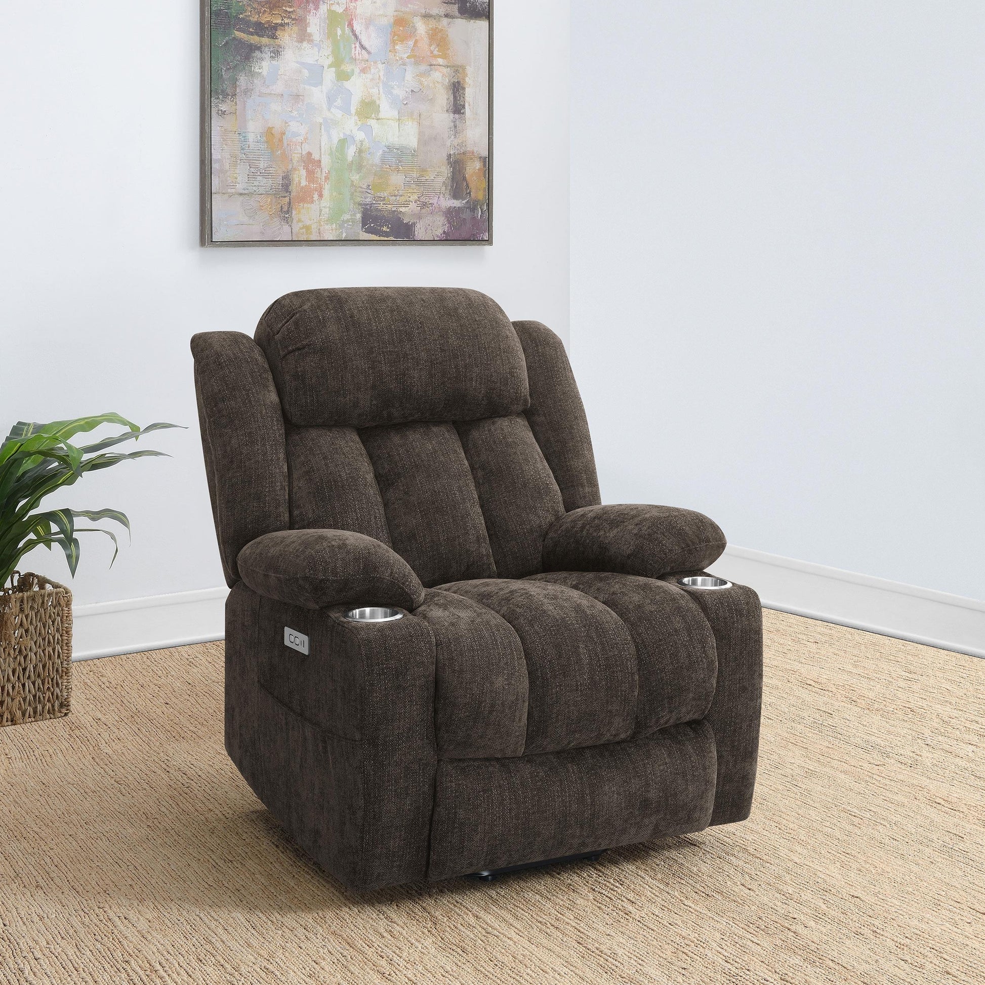  Coaster Furniture Houston 603233P Upholstered Power Lift Recliner Chair - Dark Brown IMAGE 11