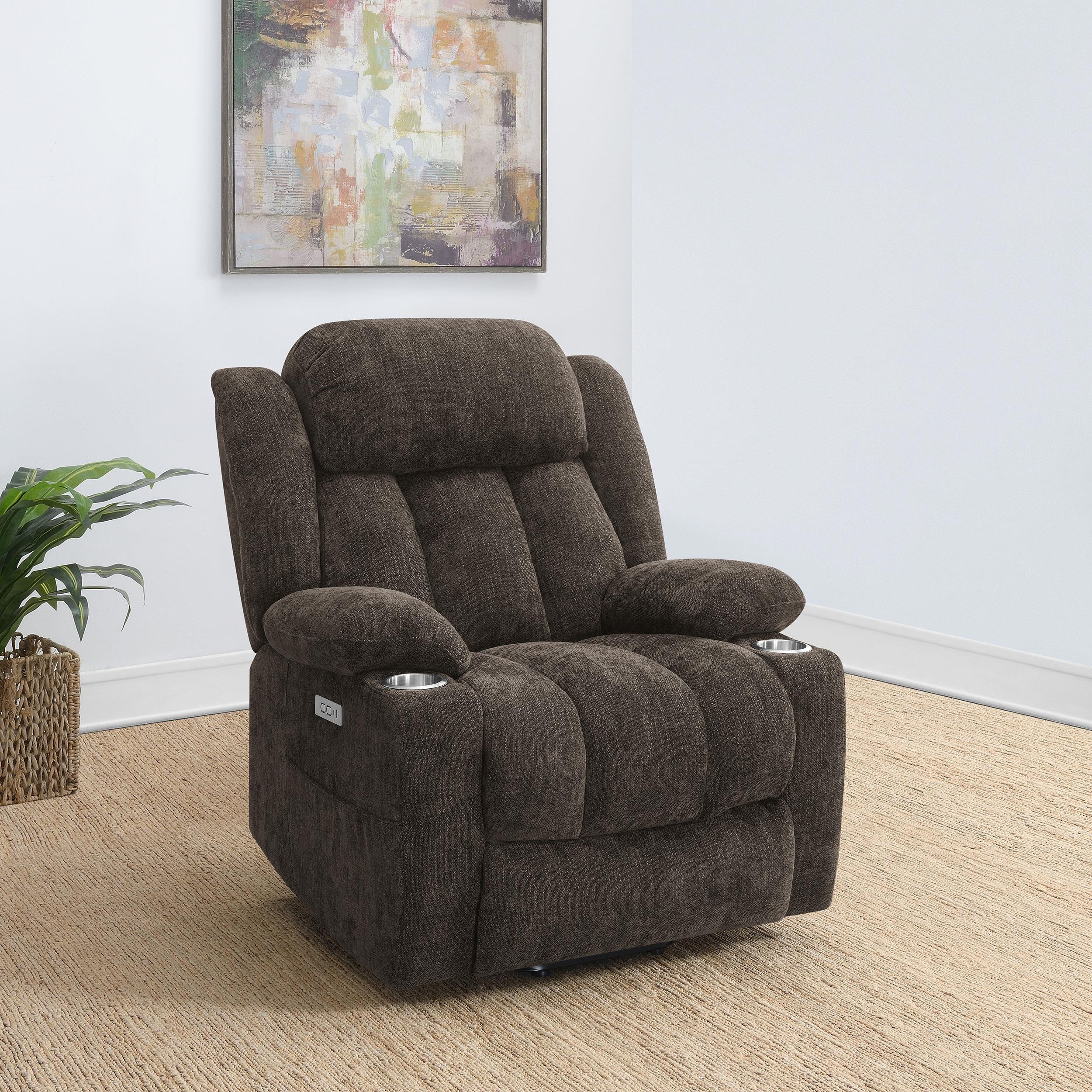  Coaster Furniture Houston 603233P Upholstered Power Lift Recliner Chair - Dark Brown IMAGE 11