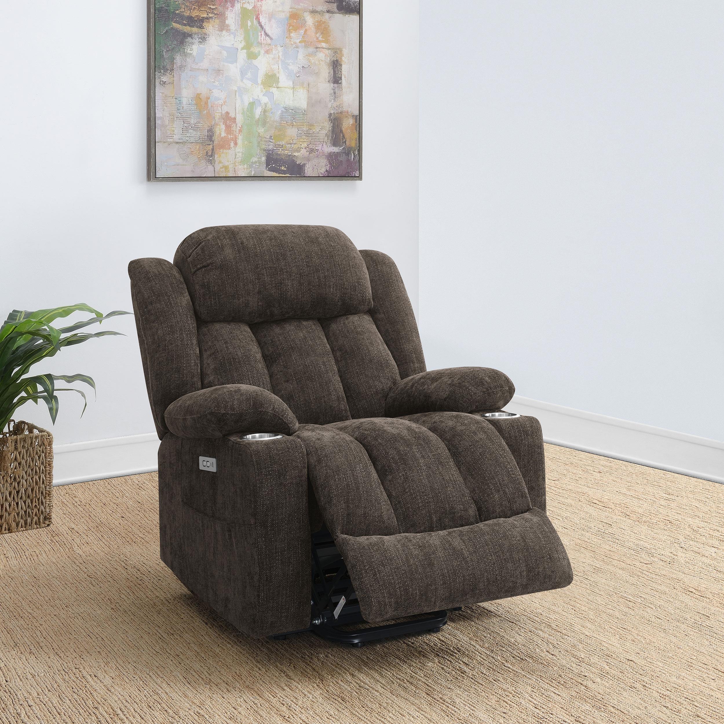  Coaster Furniture Houston 603233P Upholstered Power Lift Recliner Chair - Dark Brown IMAGE 12