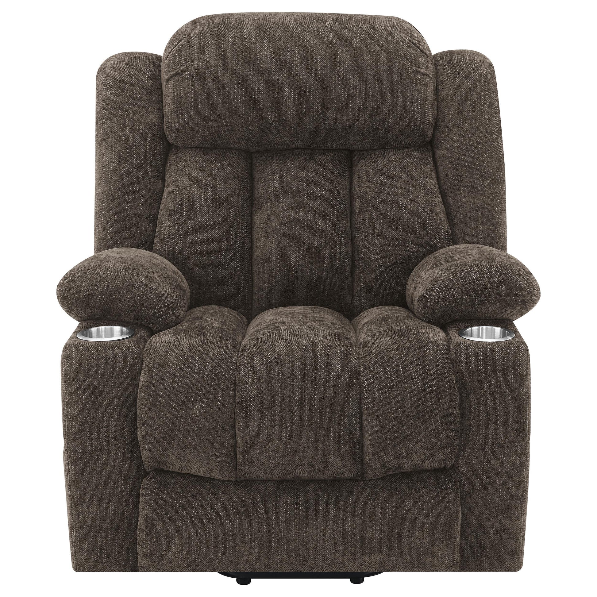  Coaster Furniture Houston 603233P Upholstered Power Lift Recliner Chair - Dark Brown IMAGE 4