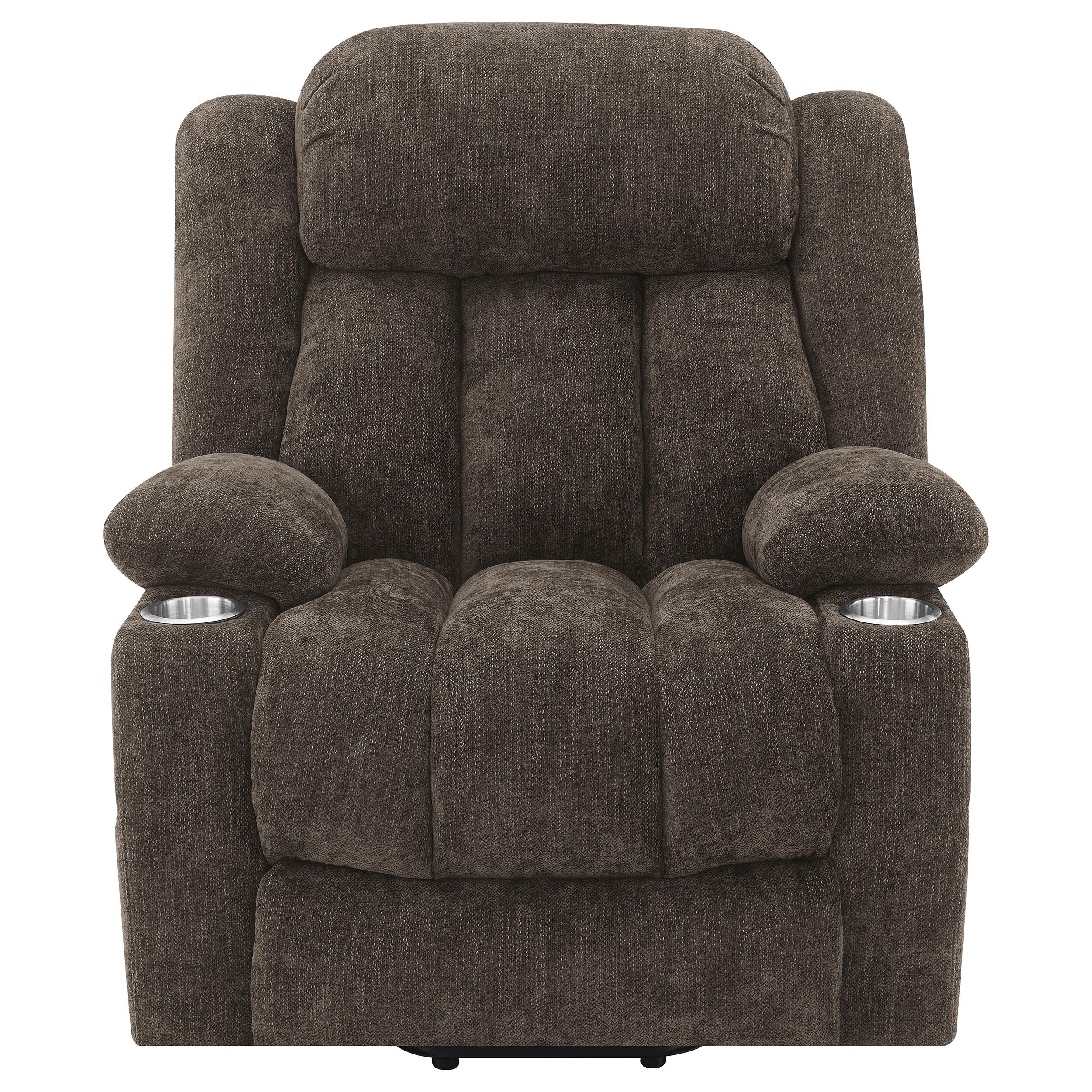  Coaster Furniture Houston 603233P Upholstered Power Lift Recliner Chair - Dark Brown IMAGE 4