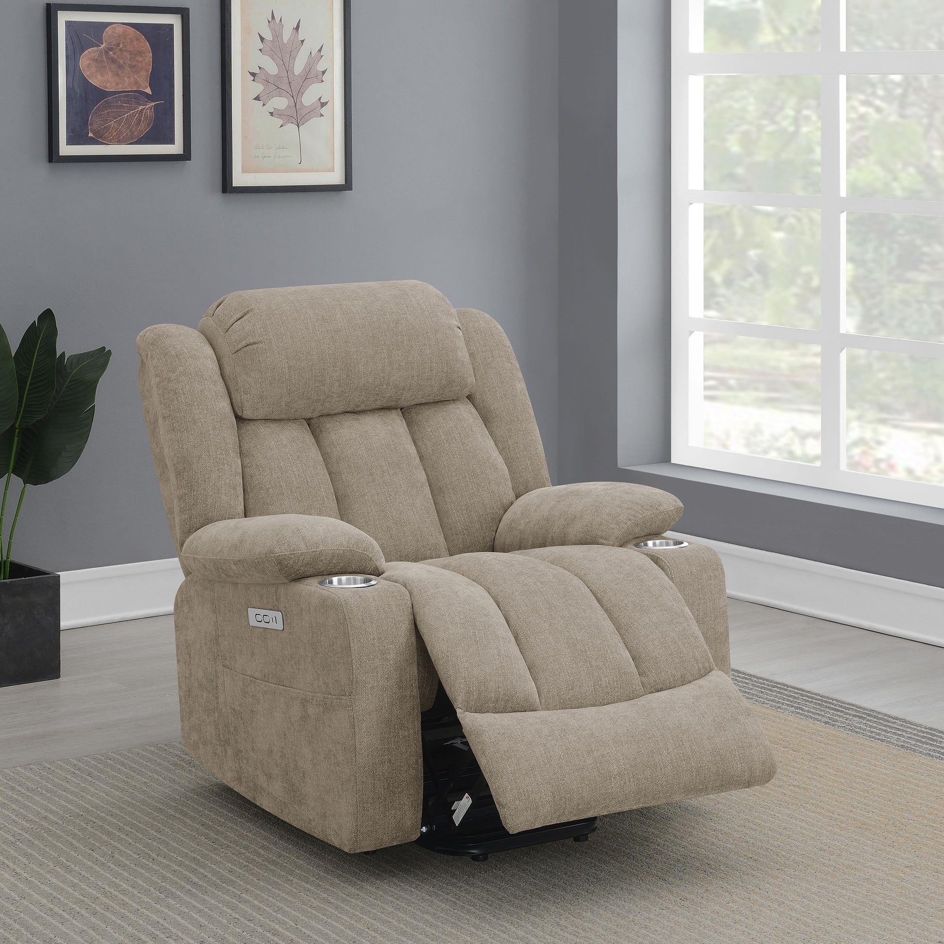  Coaster Furniture Houston 602274P Upholstered Power Lift Recliner Chair - Camel IMAGE 12