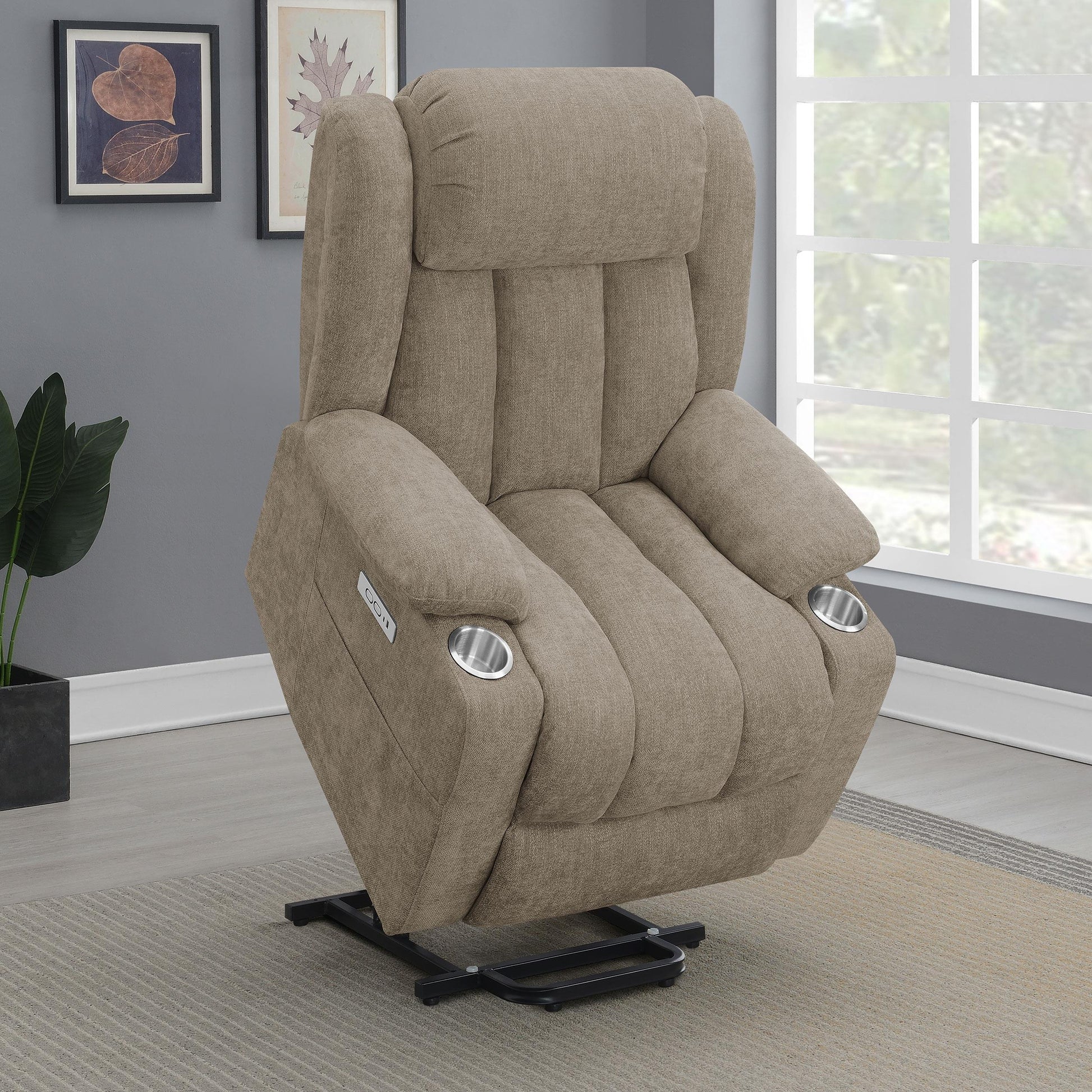  Coaster Furniture Houston 602274P Upholstered Power Lift Recliner Chair - Camel IMAGE 13