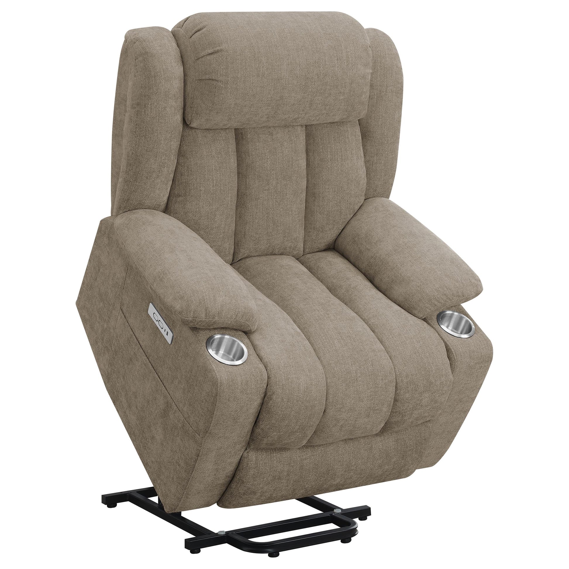  Coaster Furniture Houston 602274P Upholstered Power Lift Recliner Chair - Camel IMAGE 3