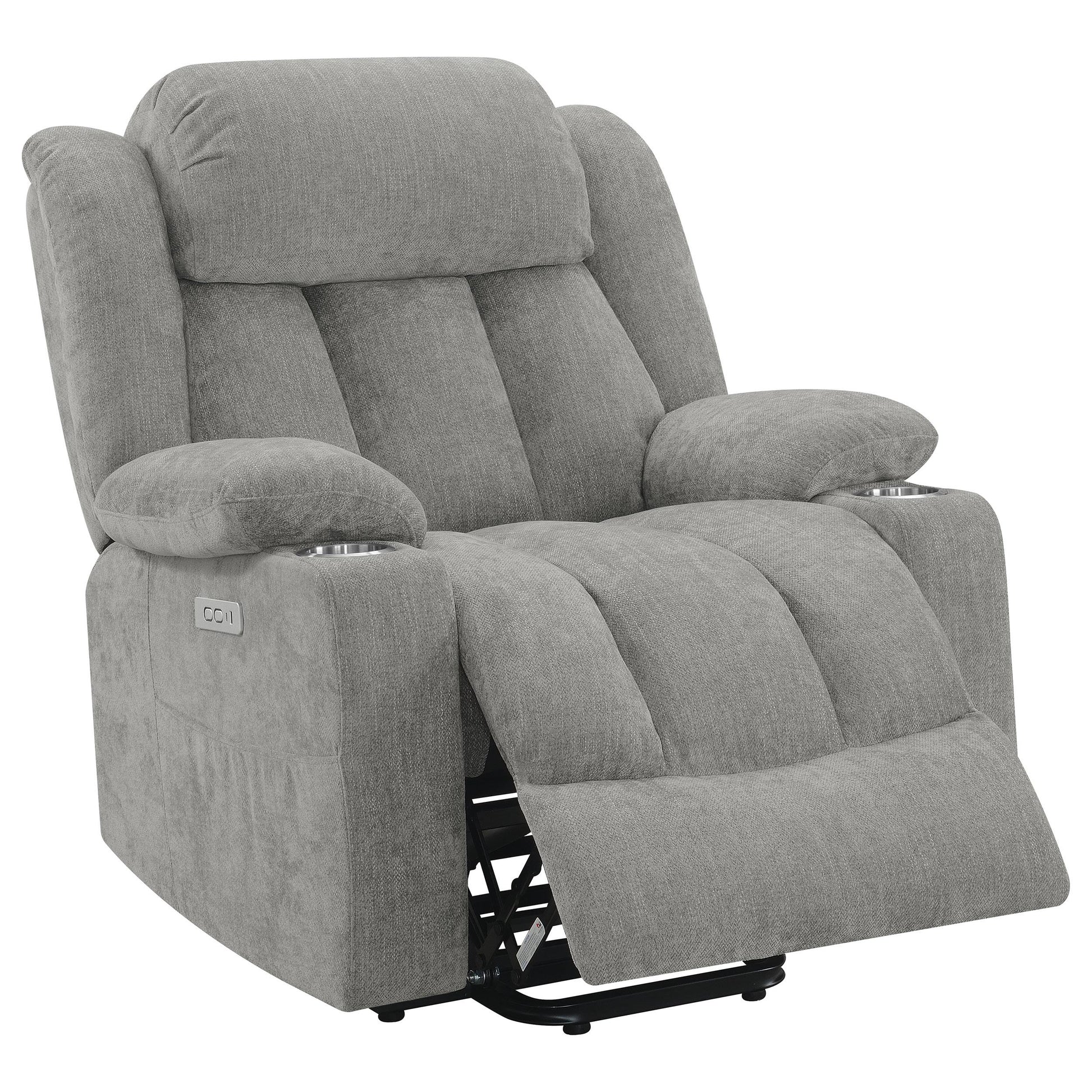  Coaster Furniture Houston 602284P Upholstered Power Lift Recliner - Grey IMAGE 2