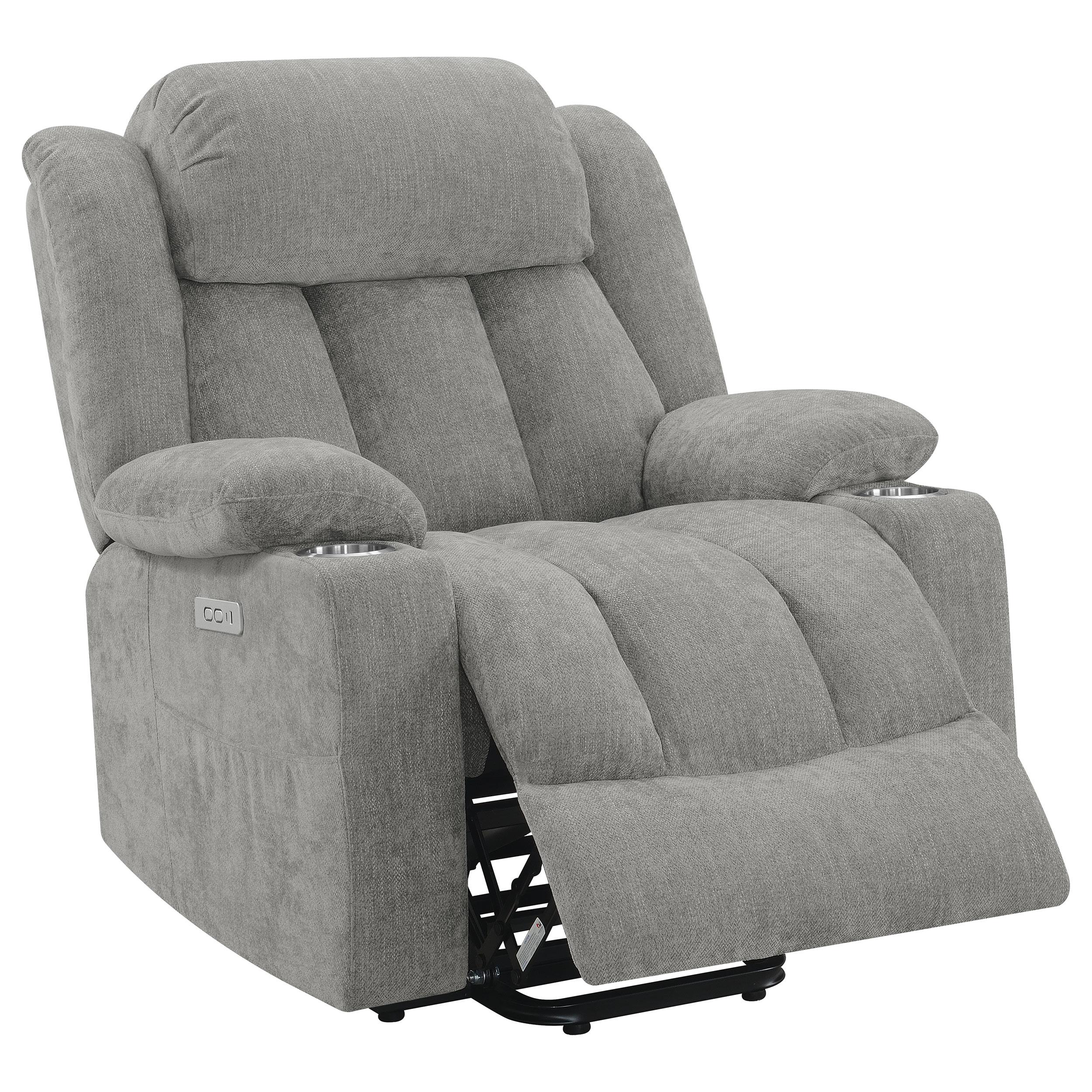 Coaster Furniture Houston 602284P Upholstered Power Lift Recliner - Grey IMAGE 2