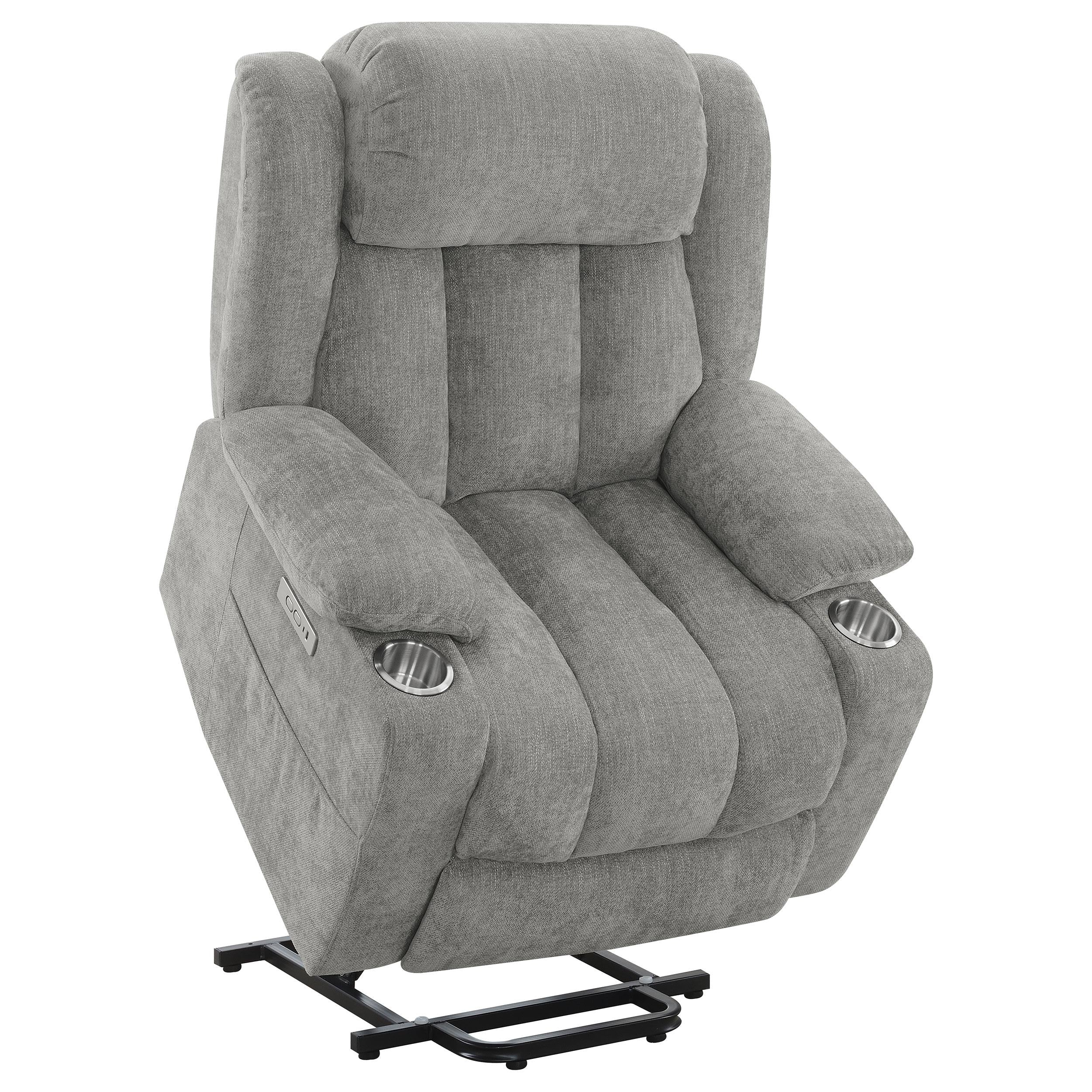  Coaster Furniture Houston 602284P Upholstered Power Lift Recliner - Grey IMAGE 3