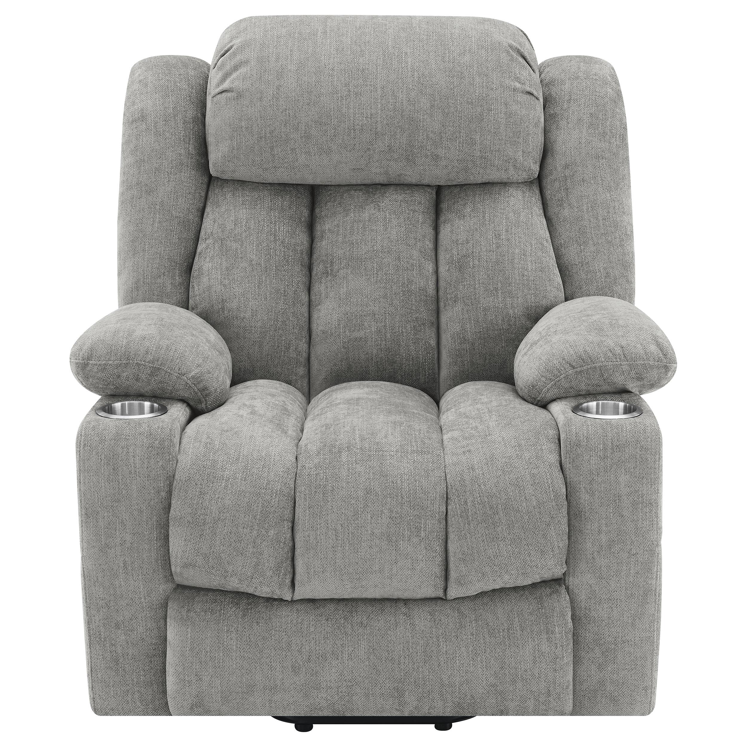  Coaster Furniture Houston 602284P Upholstered Power Lift Recliner - Grey IMAGE 4