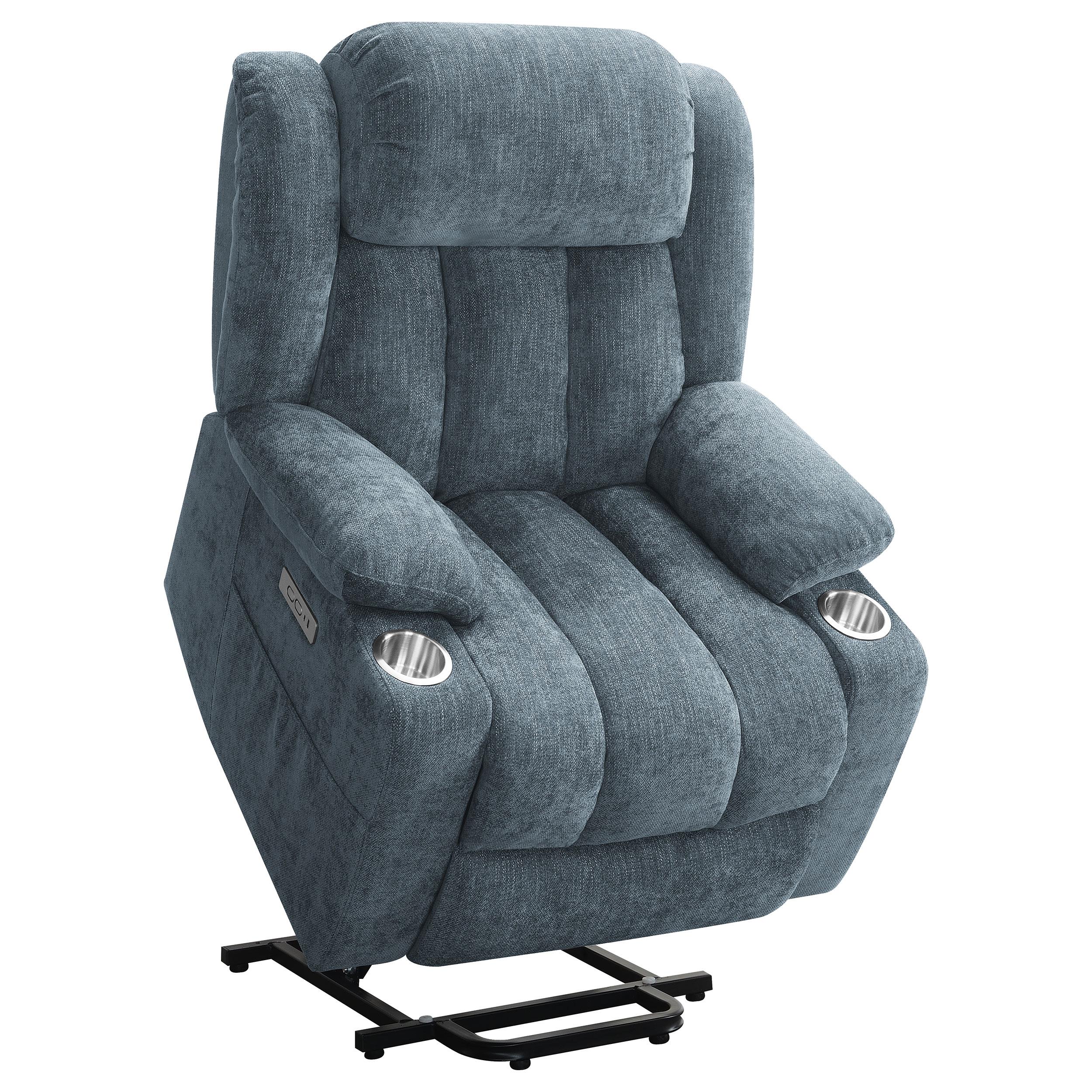  Coaster Furniture Houston 602294P Upholstered Power Lift Recliner - Slate Blue IMAGE 3
