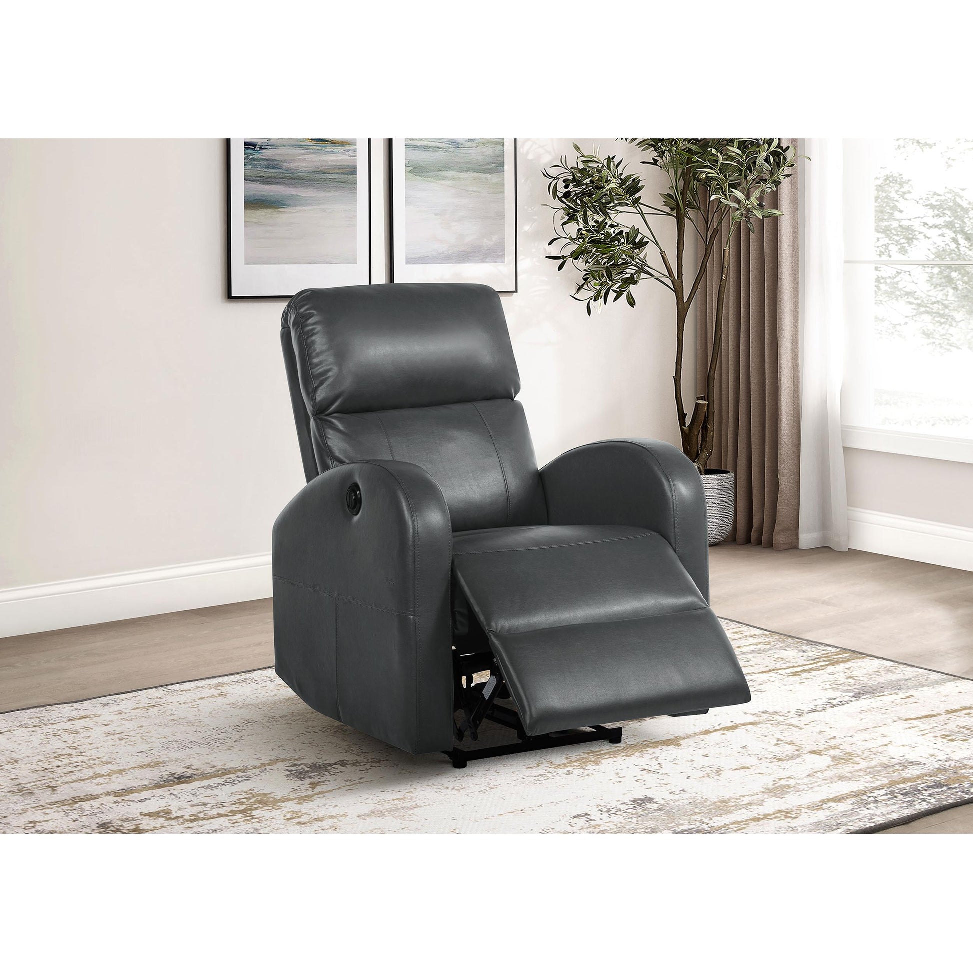  Coaster Furniture Grant 601499P Upholstered Power Recliner Chair - Grey IMAGE 8