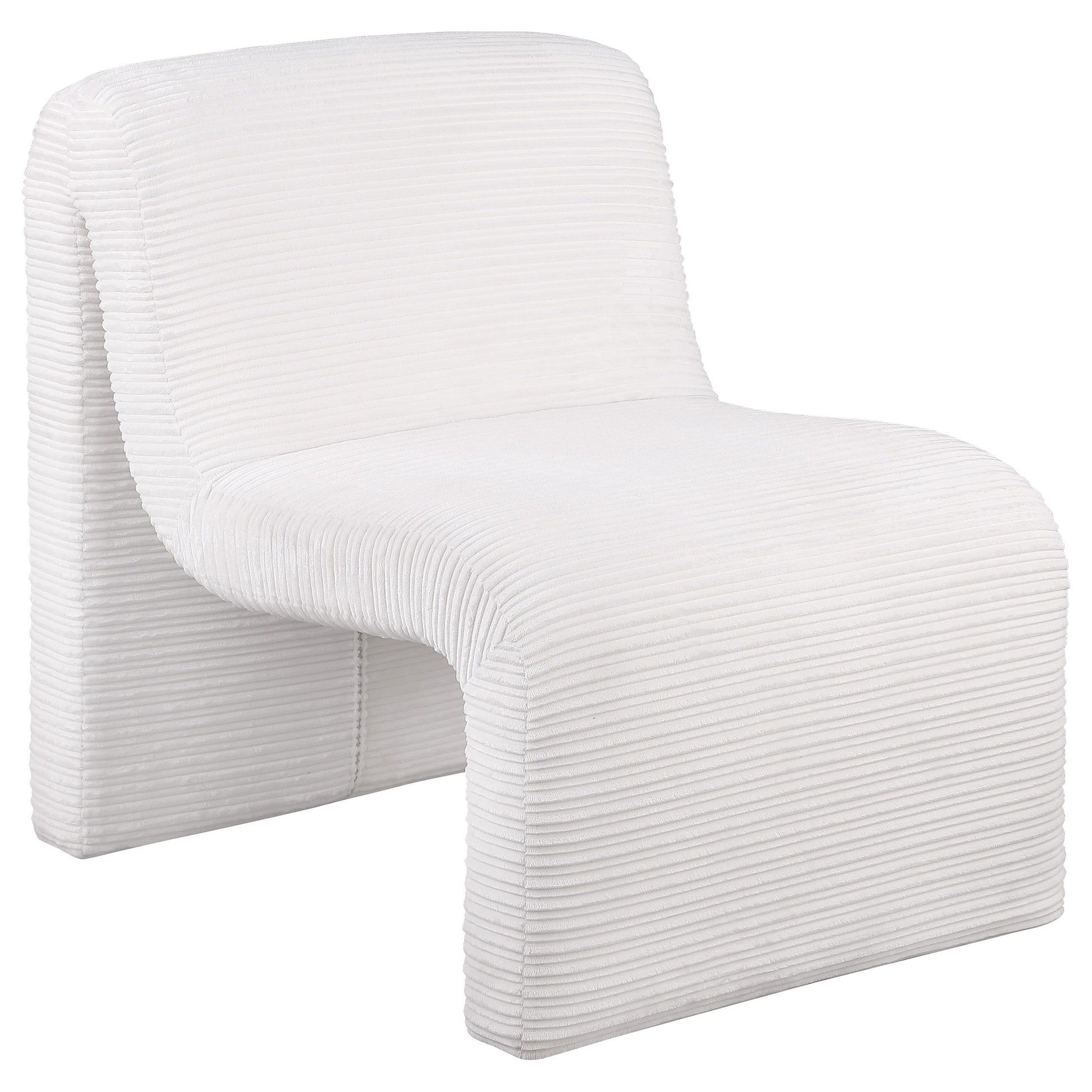  Coaster Furniture Drayton 907525 Upholstered Curved Armless Accent Chair - Ivory IMAGE 1