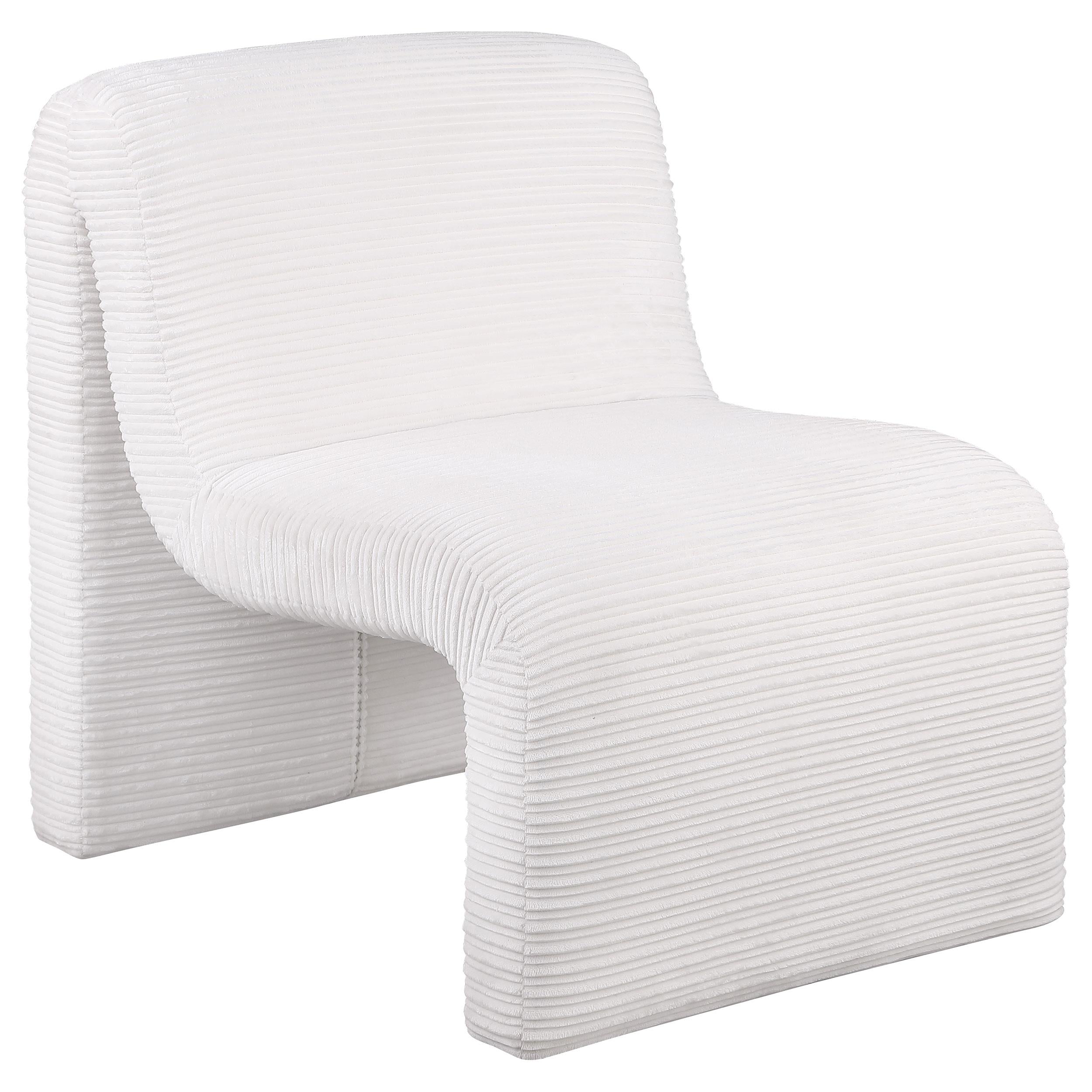  Coaster Furniture Drayton 907525 Upholstered Curved Armless Accent Chair - Ivory IMAGE 1