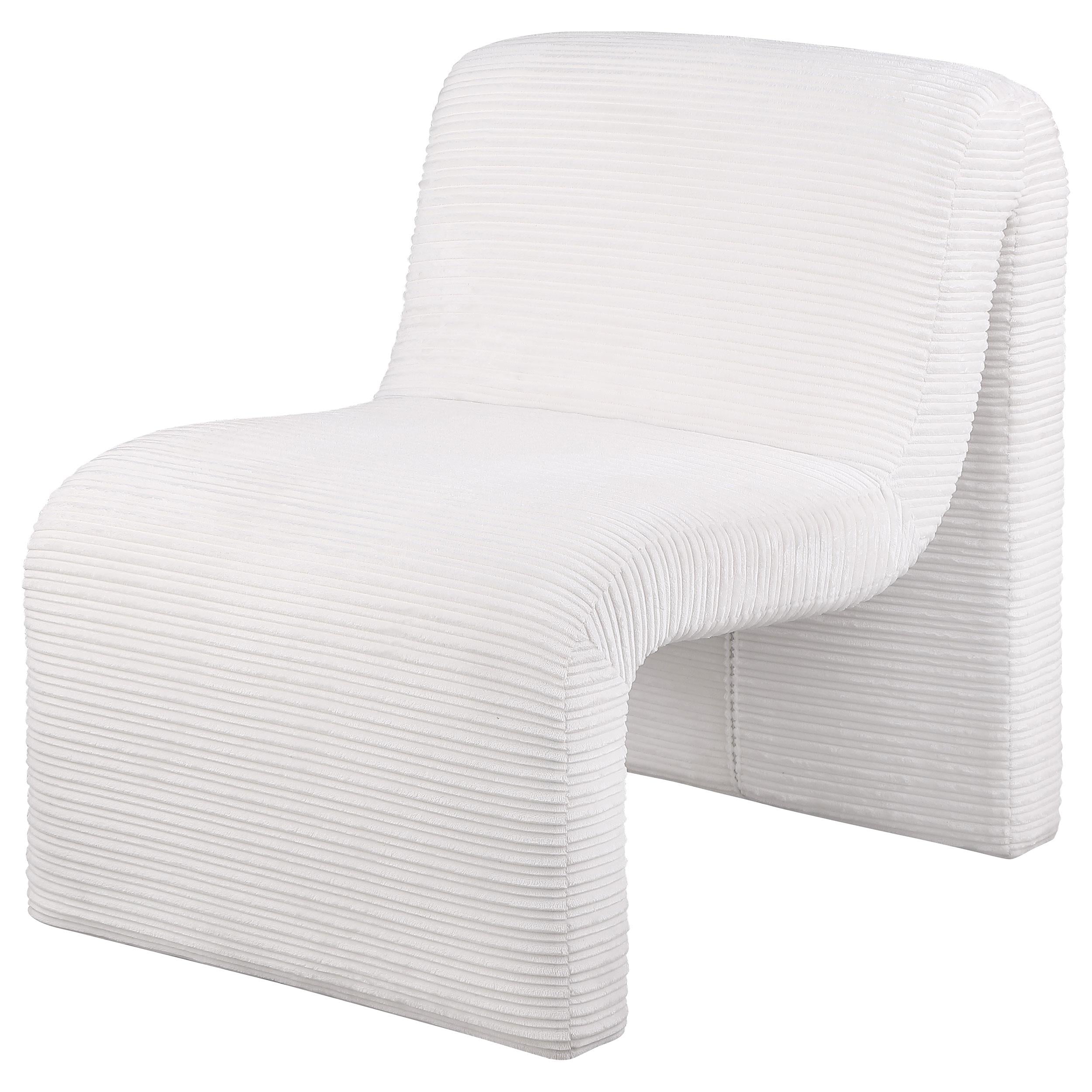  Coaster Furniture Drayton 907525 Upholstered Curved Armless Accent Chair - Ivory IMAGE 3