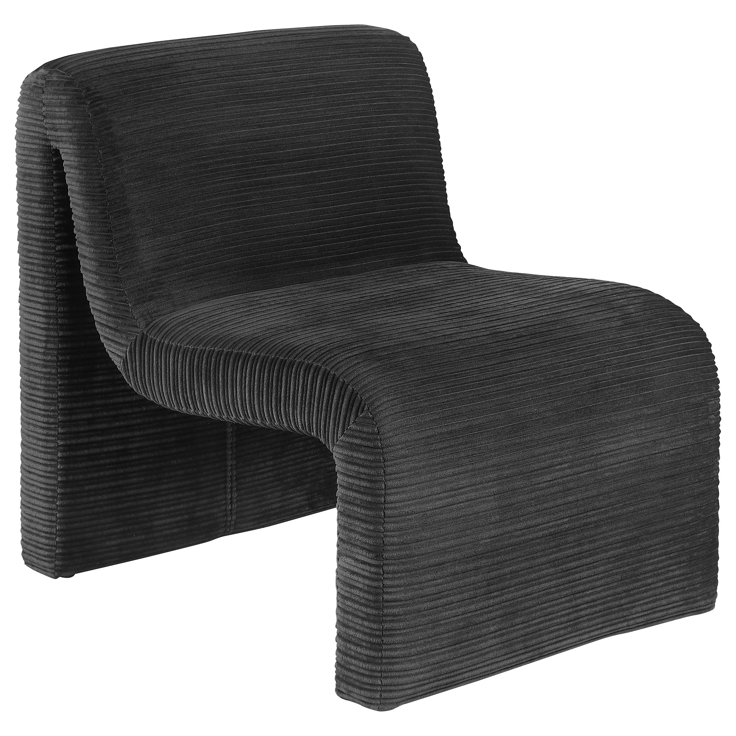  Coaster Furniture Drayton 907526 Upholstered Curved Armless Accent Chair - Black IMAGE 1