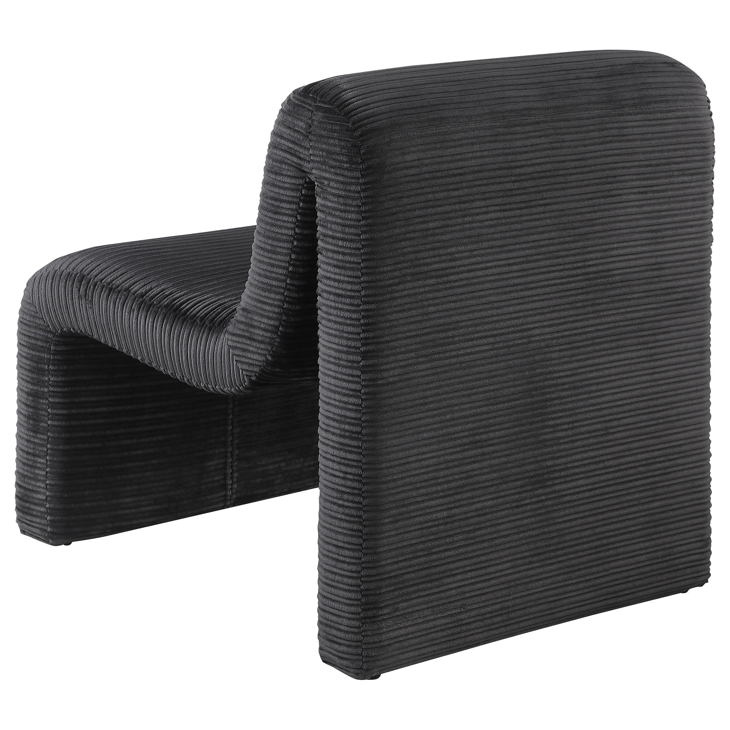  Coaster Furniture Drayton 907526 Upholstered Curved Armless Accent Chair - Black IMAGE 5