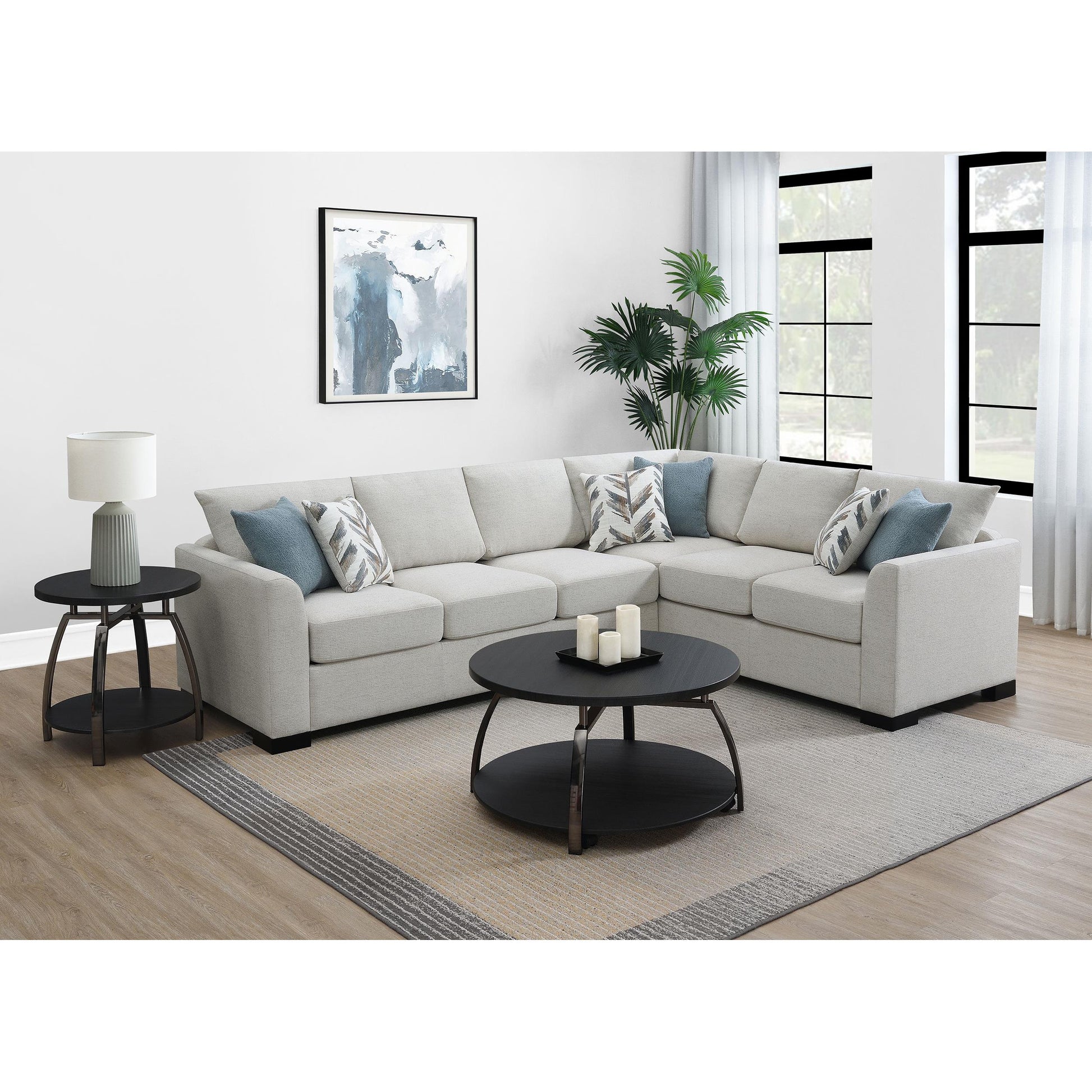  Coaster Furniture Ashford 500818 Chenille Upholstered Sleeper Sectional Sofa - Greige IMAGE 11