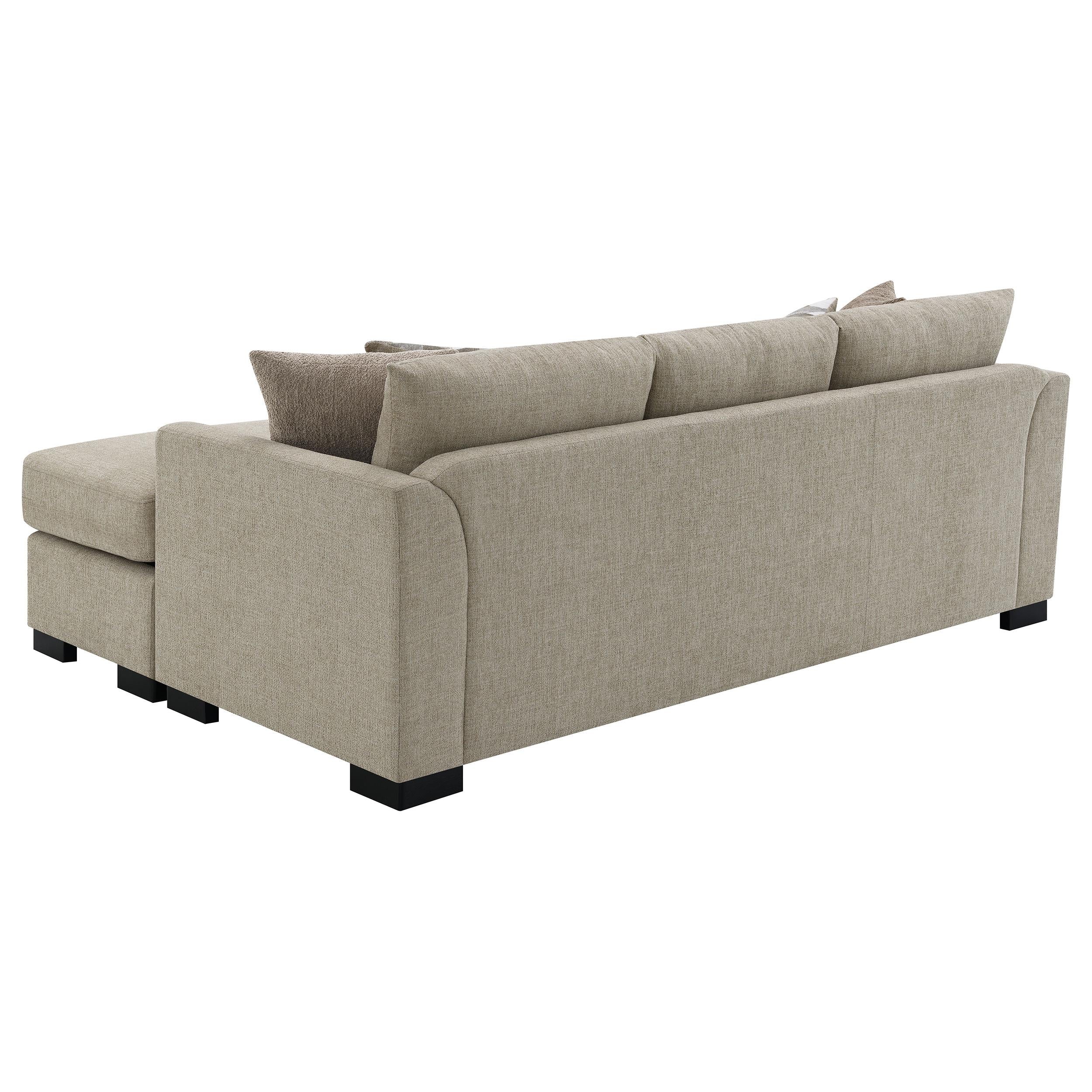  Coaster Furniture Storey 504778 Upholstered Sleeper Sectional Chaise Sofa - Camel IMAGE 10