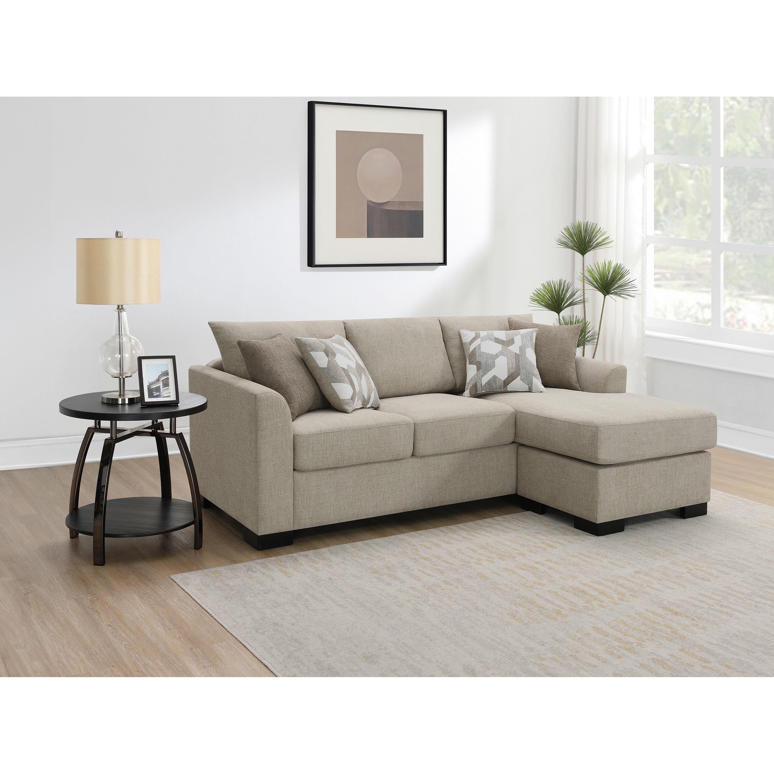 Coaster Furniture Storey 504778 Upholstered Sleeper Sectional Chaise Sofa - Camel IMAGE 14