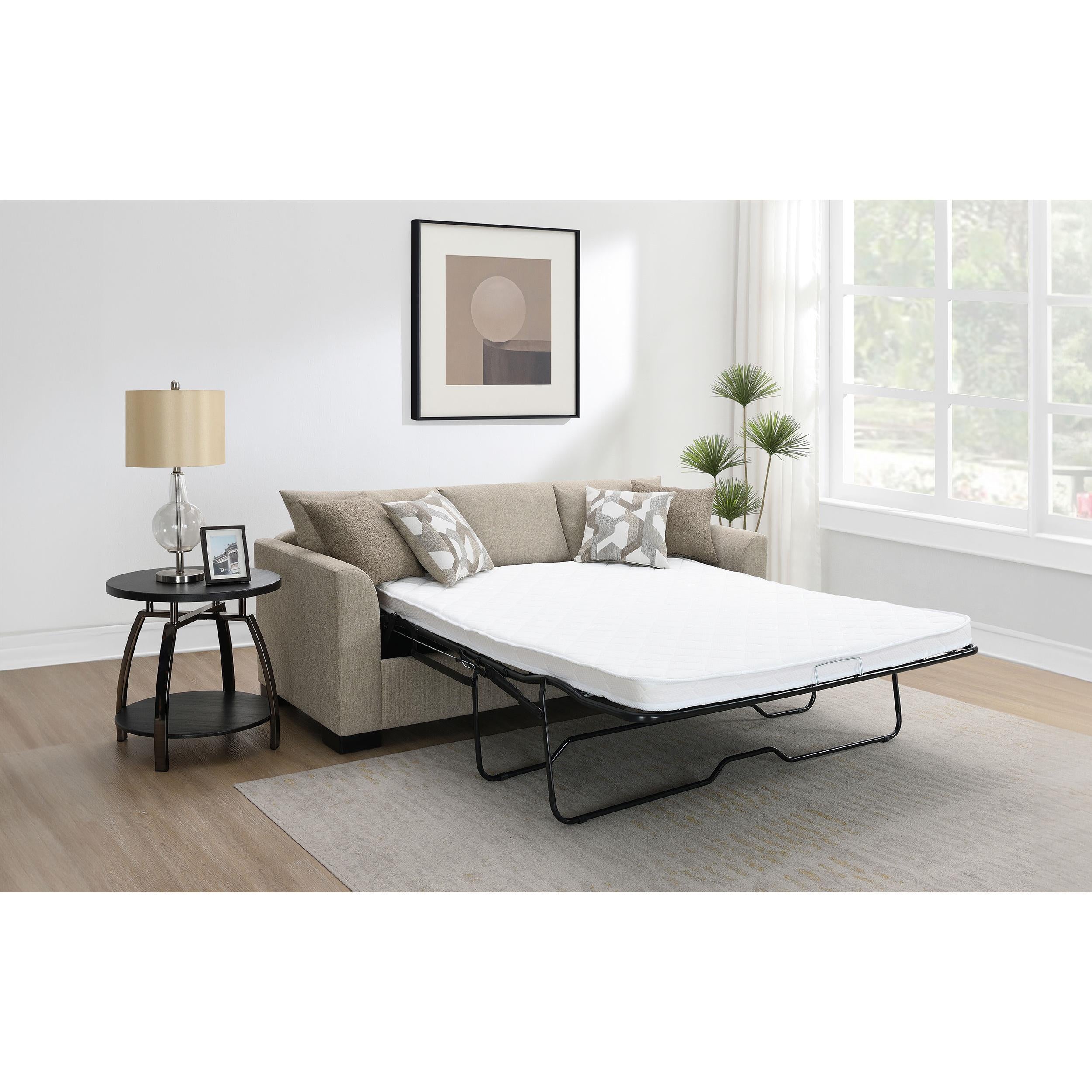  Coaster Furniture Storey 504778 Upholstered Sleeper Sectional Chaise Sofa - Camel IMAGE 15