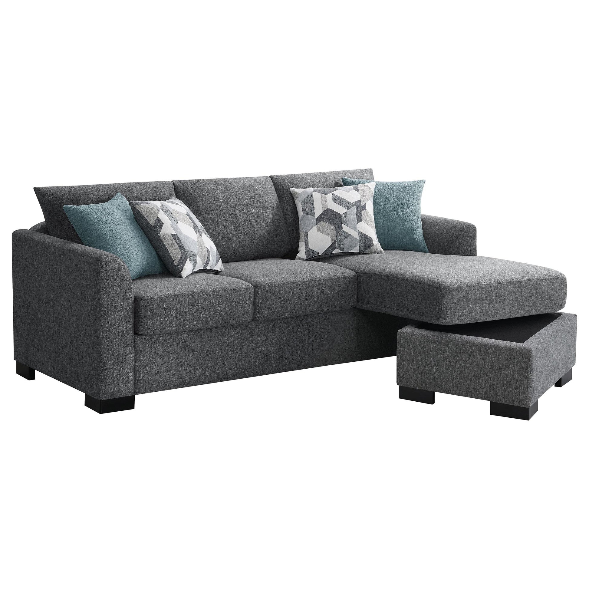  Coaster Furniture Storey 504779 Upholstered Sleeper Sectional Chaise Sofa - Grey IMAGE 2