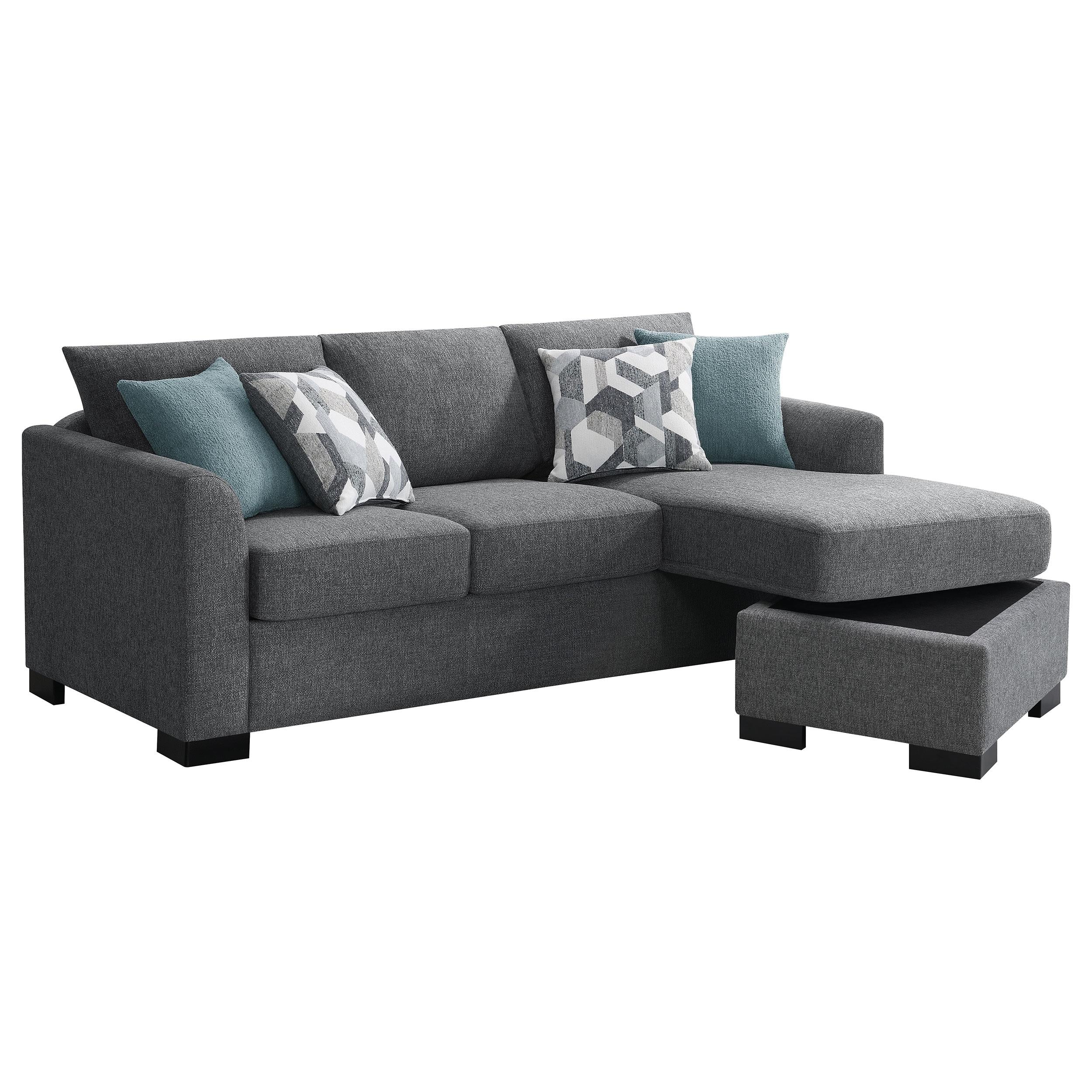  Coaster Furniture Storey 504779 Upholstered Sleeper Sectional Chaise Sofa - Grey IMAGE 2