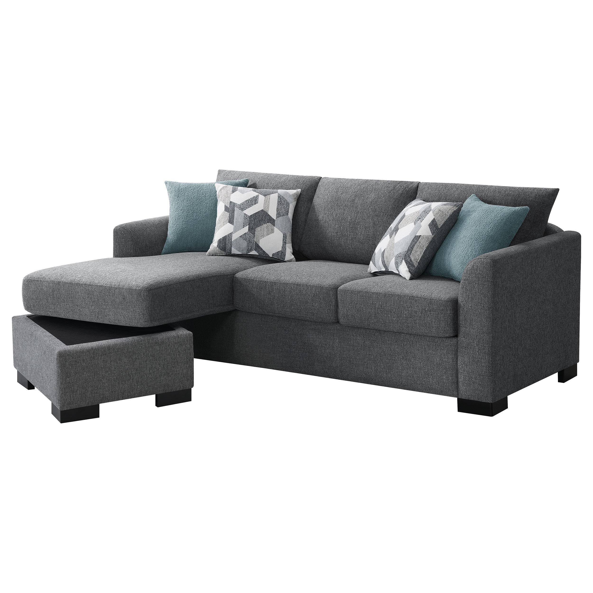  Coaster Furniture Storey 504779 Upholstered Sleeper Sectional Chaise Sofa - Grey IMAGE 5