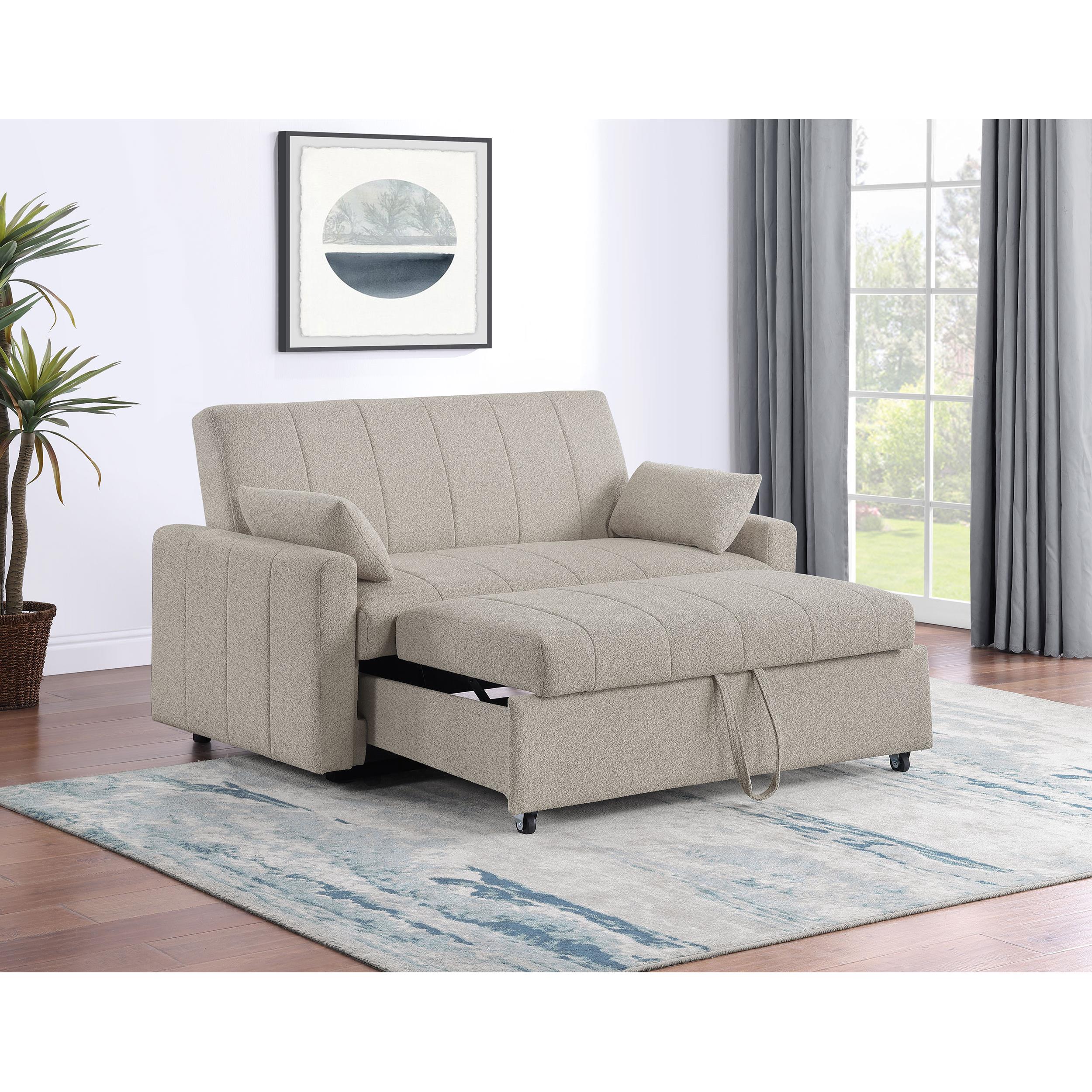 Coaster Furniture Portland 350142 Boucle Upholstered Sleeper Sofa Bed - Latte IMAGE 11