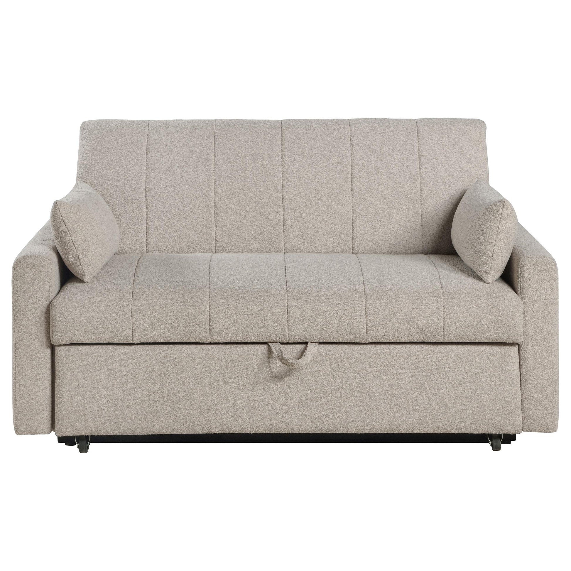  Coaster Furniture Portland 350142 Boucle Upholstered Sleeper Sofa Bed - Latte IMAGE 4