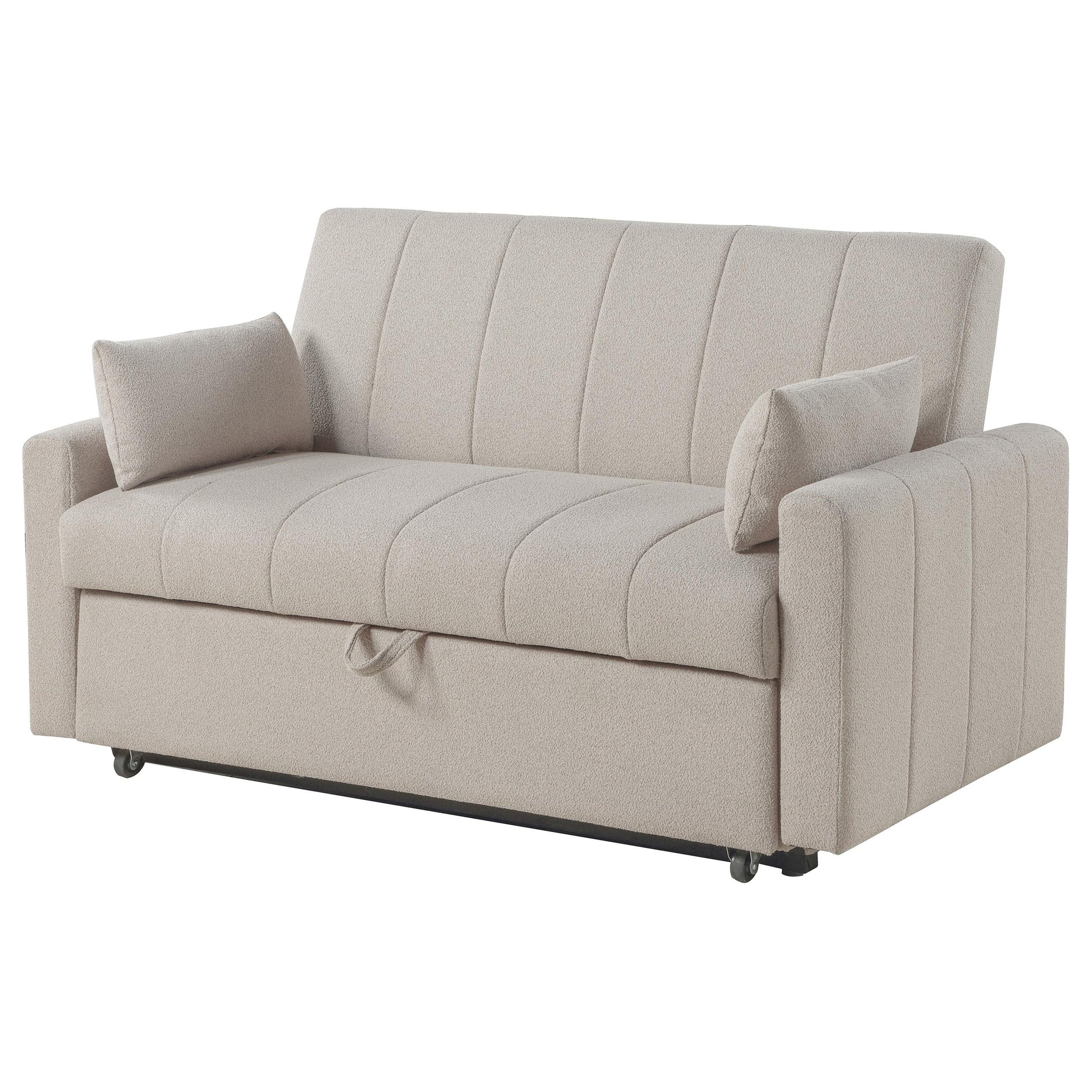  Coaster Furniture Portland 350142 Boucle Upholstered Sleeper Sofa Bed - Latte IMAGE 5